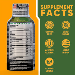 Close-up of 260mg natural caffeine and B-vitamins on label