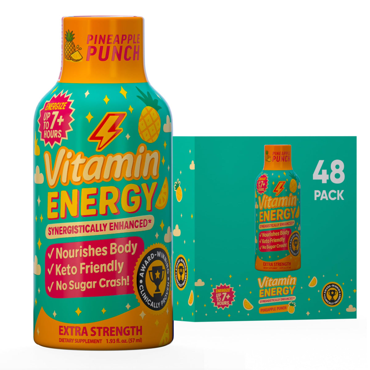 Vitamin Energy Immune+ Pineapple Punch energy shot bottle