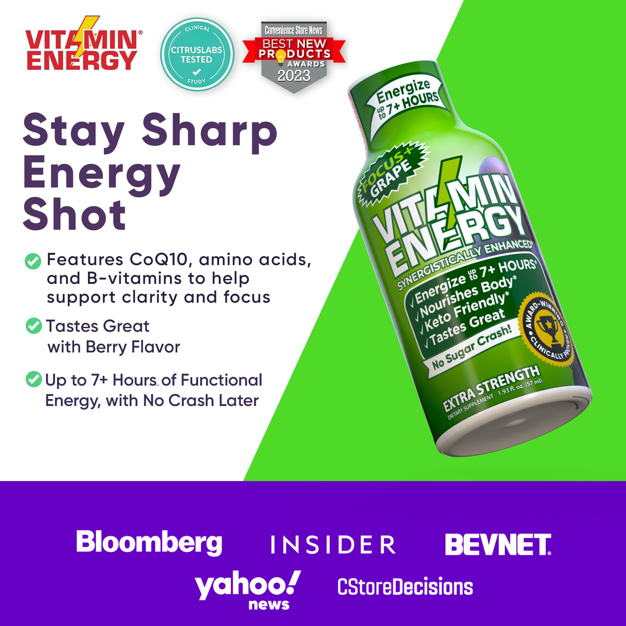 Vitamin Energy shot open-pack ready for quick on-the-go focus