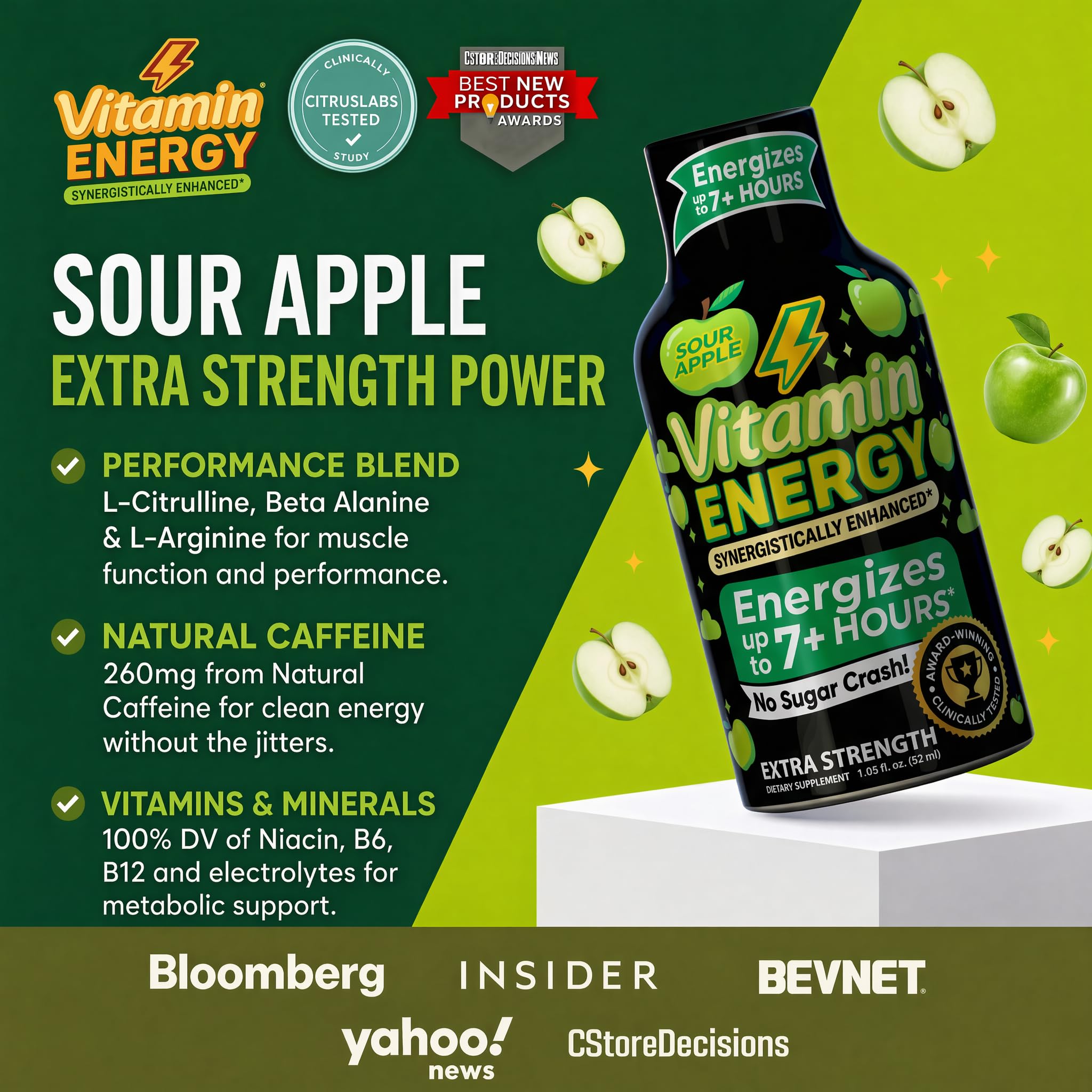 Vitamin Energy Workout+ Sour Apple in a gym bag with accessories