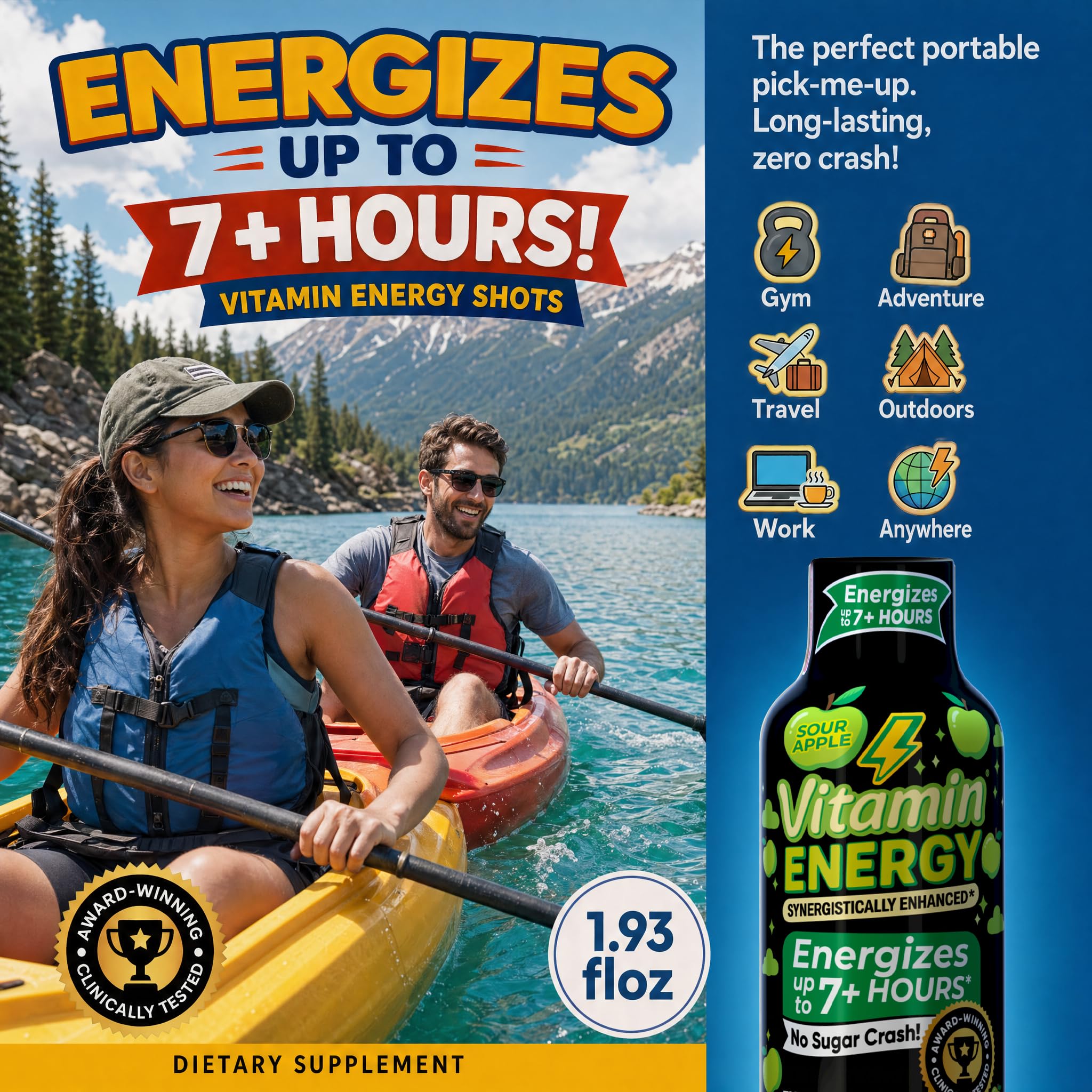 Front view of Vitamin Energy Workout+ Sour Apple package and branding