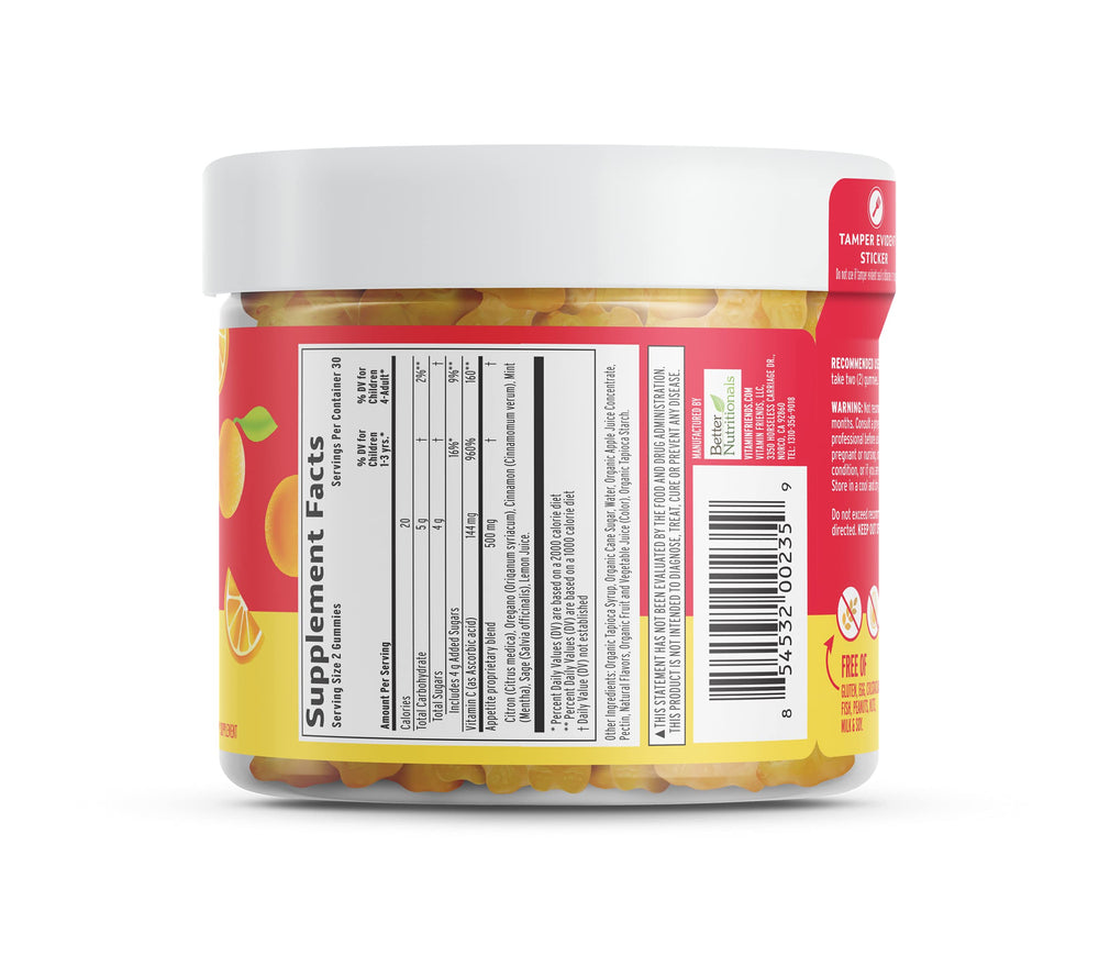 Vitamin Friends appetite gummies for kids orange flavor packaging box