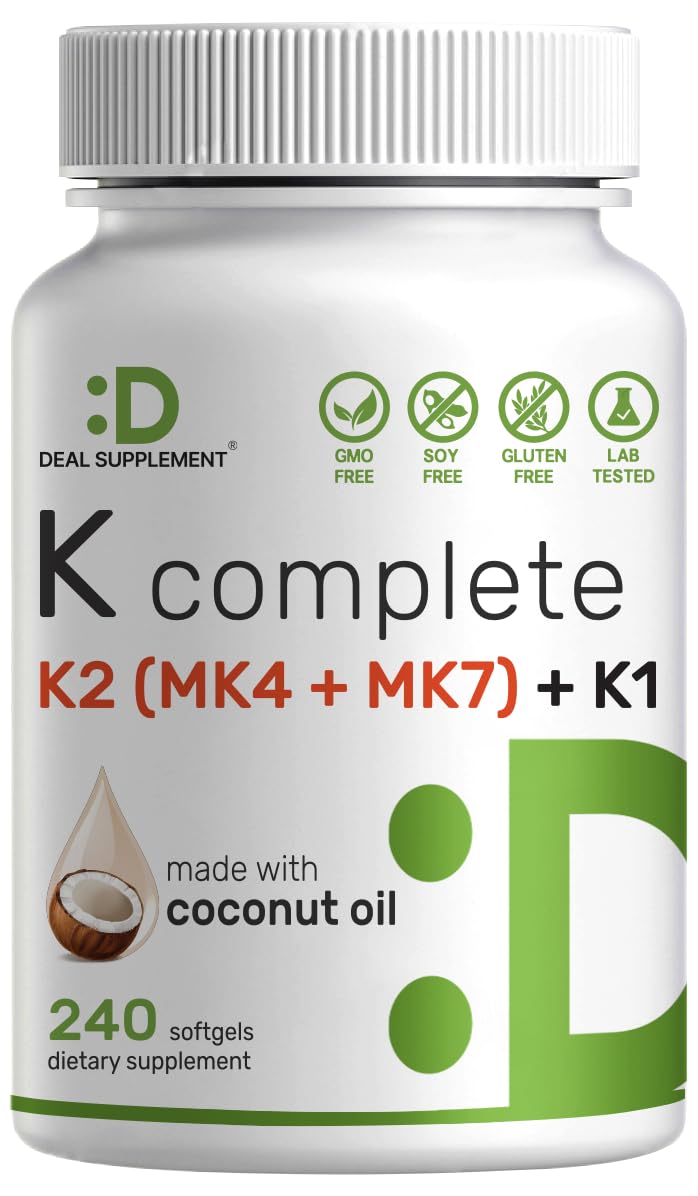 Front view of Vitamin K Complete 240 softgel bottle