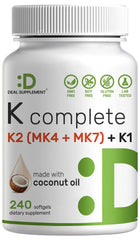 Front view of Vitamin K Complete 240 softgel bottle