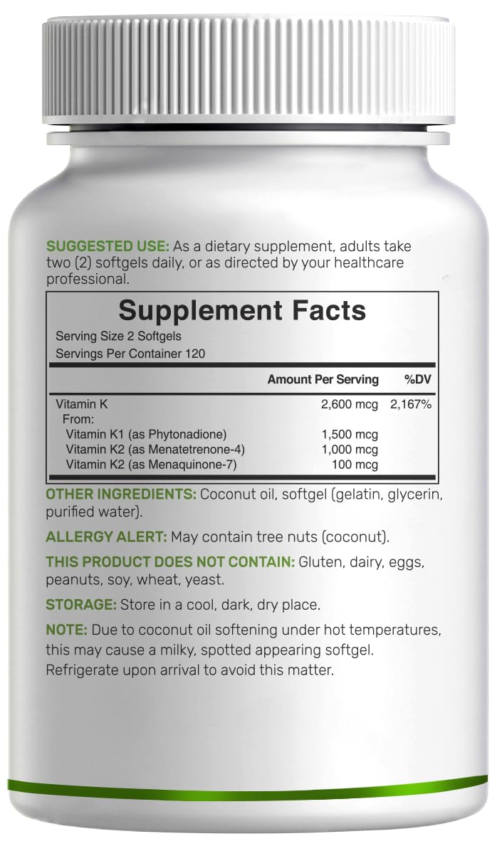 Packaging of Vitamin K Complete bottle