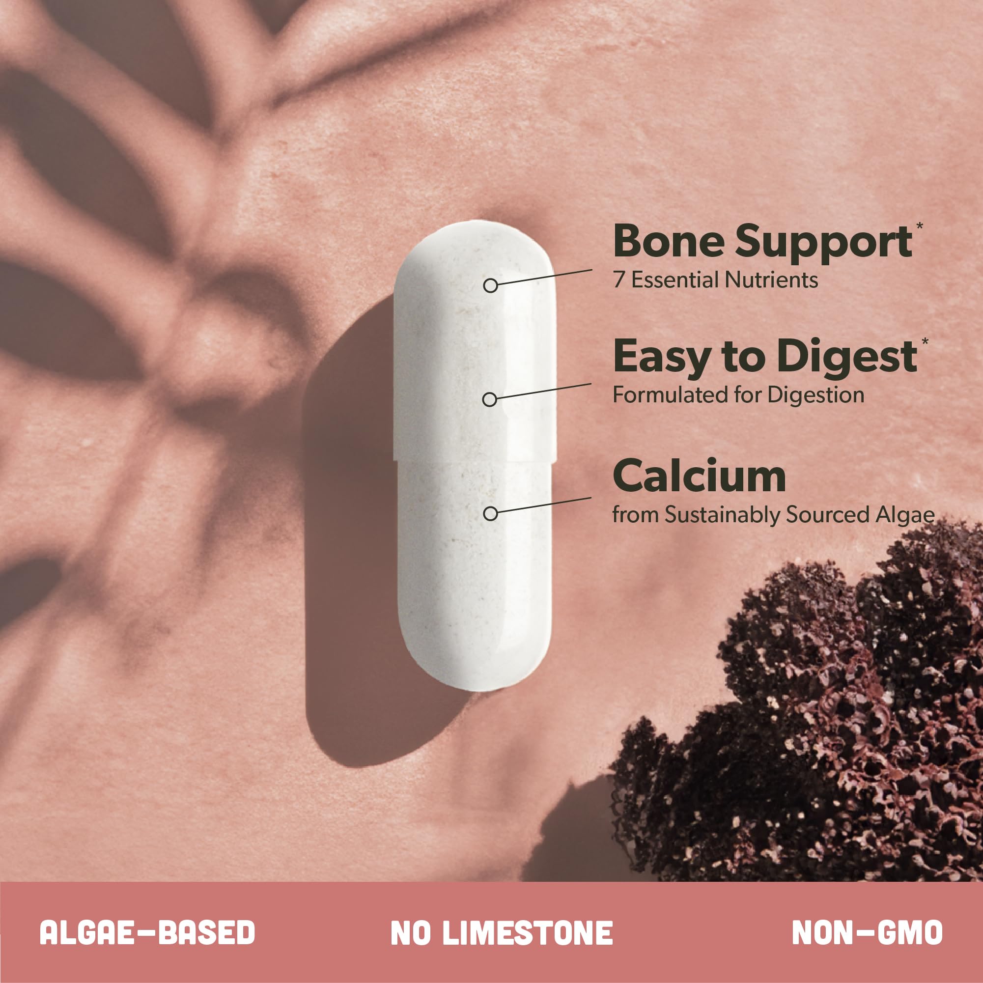 Calcium supplement showing Vitamin K2 and D3 with minerals