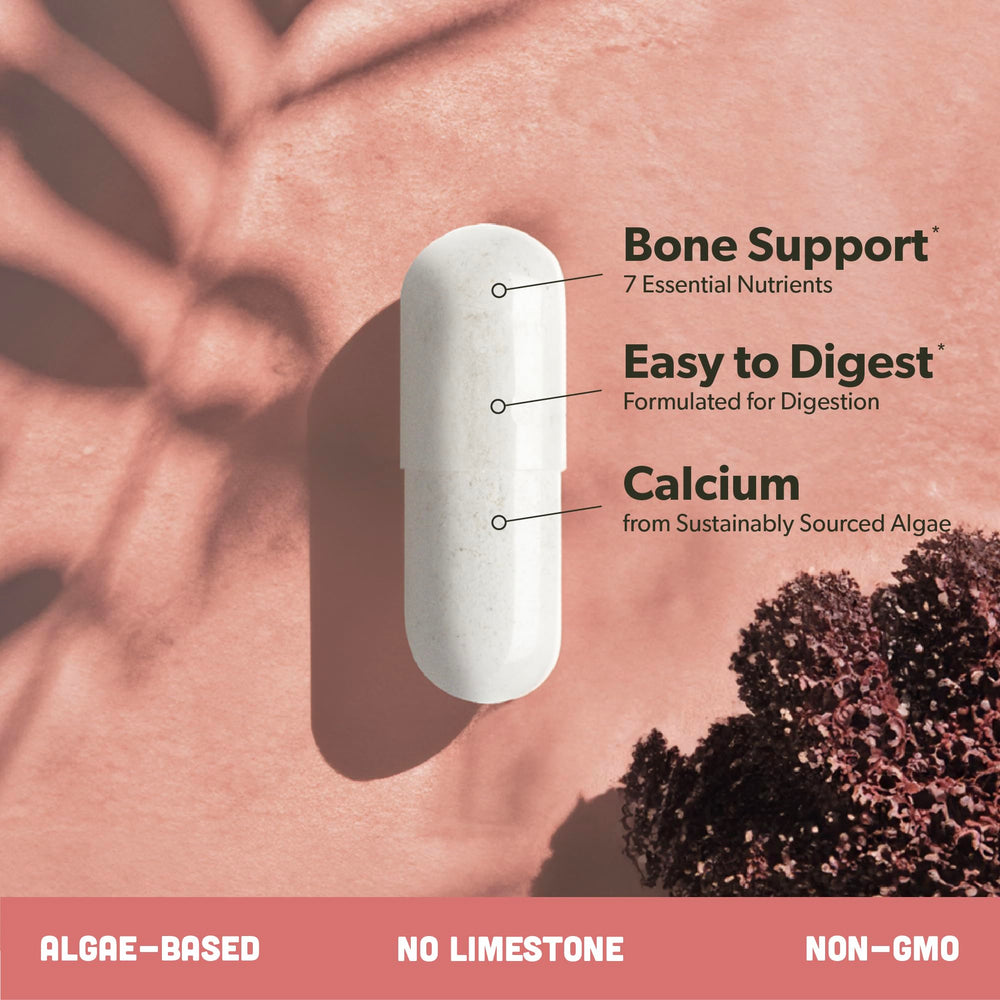 Calcium supplement showing Vitamin K2 and D3 with minerals