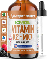 Vitamin K2 MK7 Liquid Supplement bottle with mixed berry flavor – 60ml
