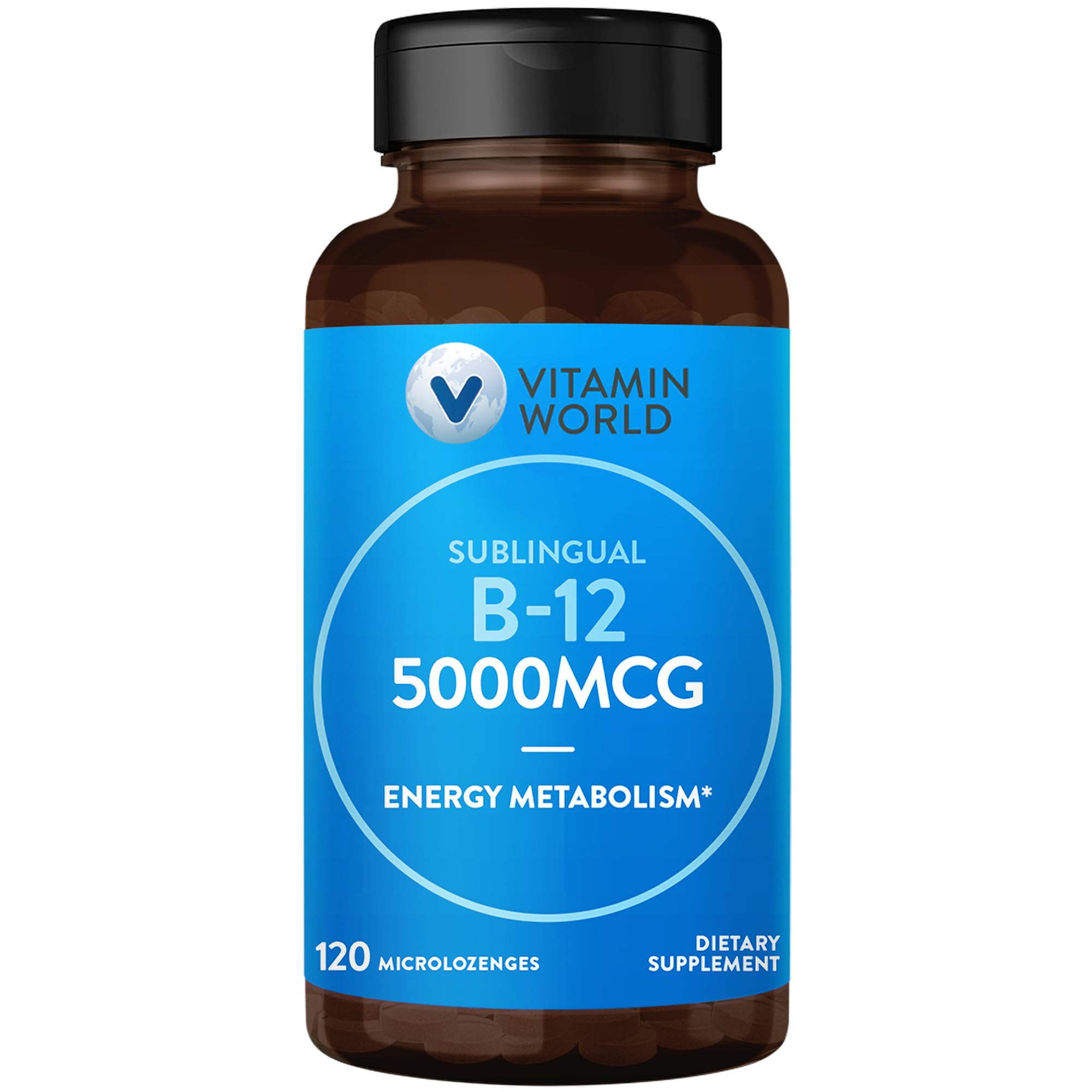 Vitamin World B-12 5000 mcg Sublingual microlozenges bottle label