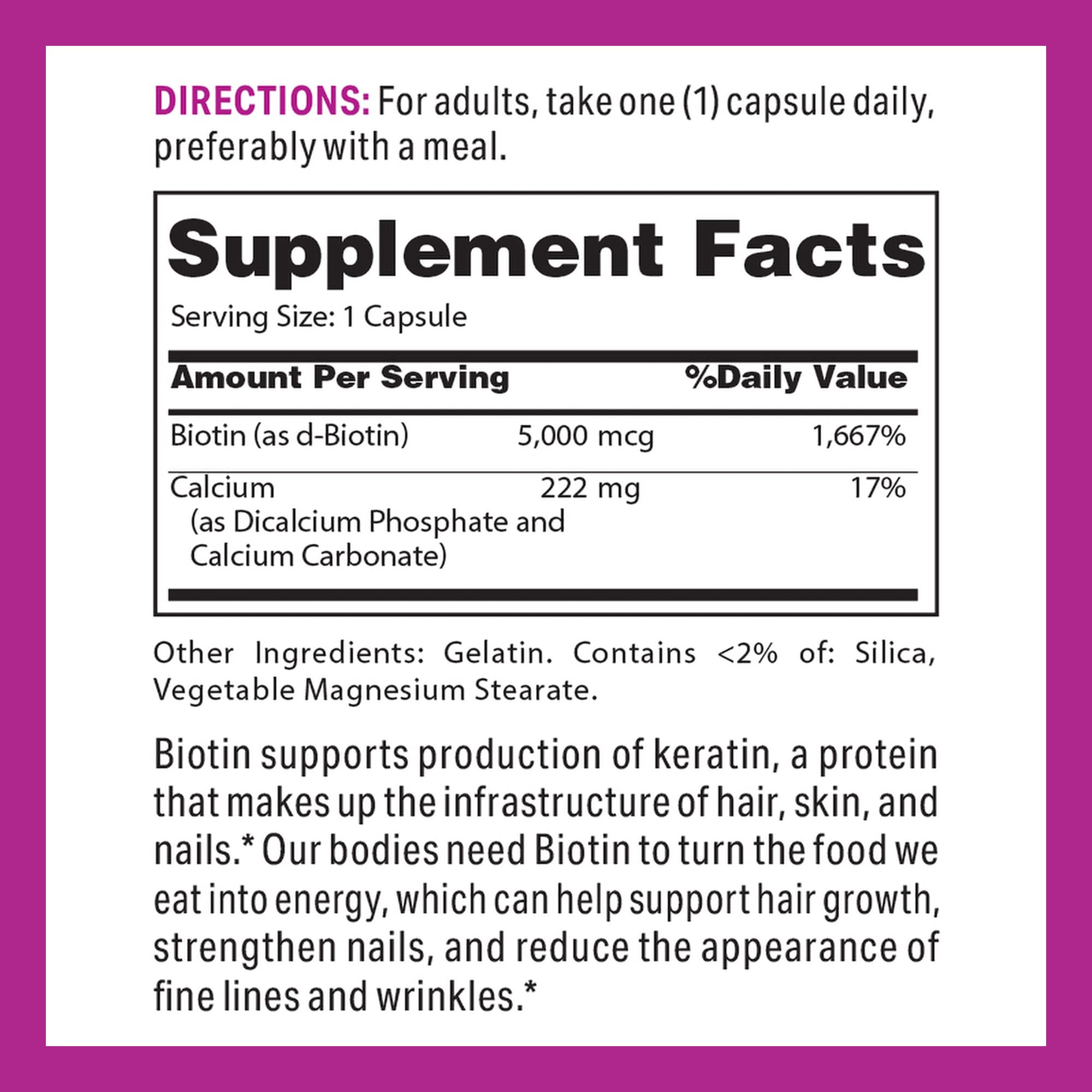 Biotin 5000 mcg for healthy hair, skin and nails