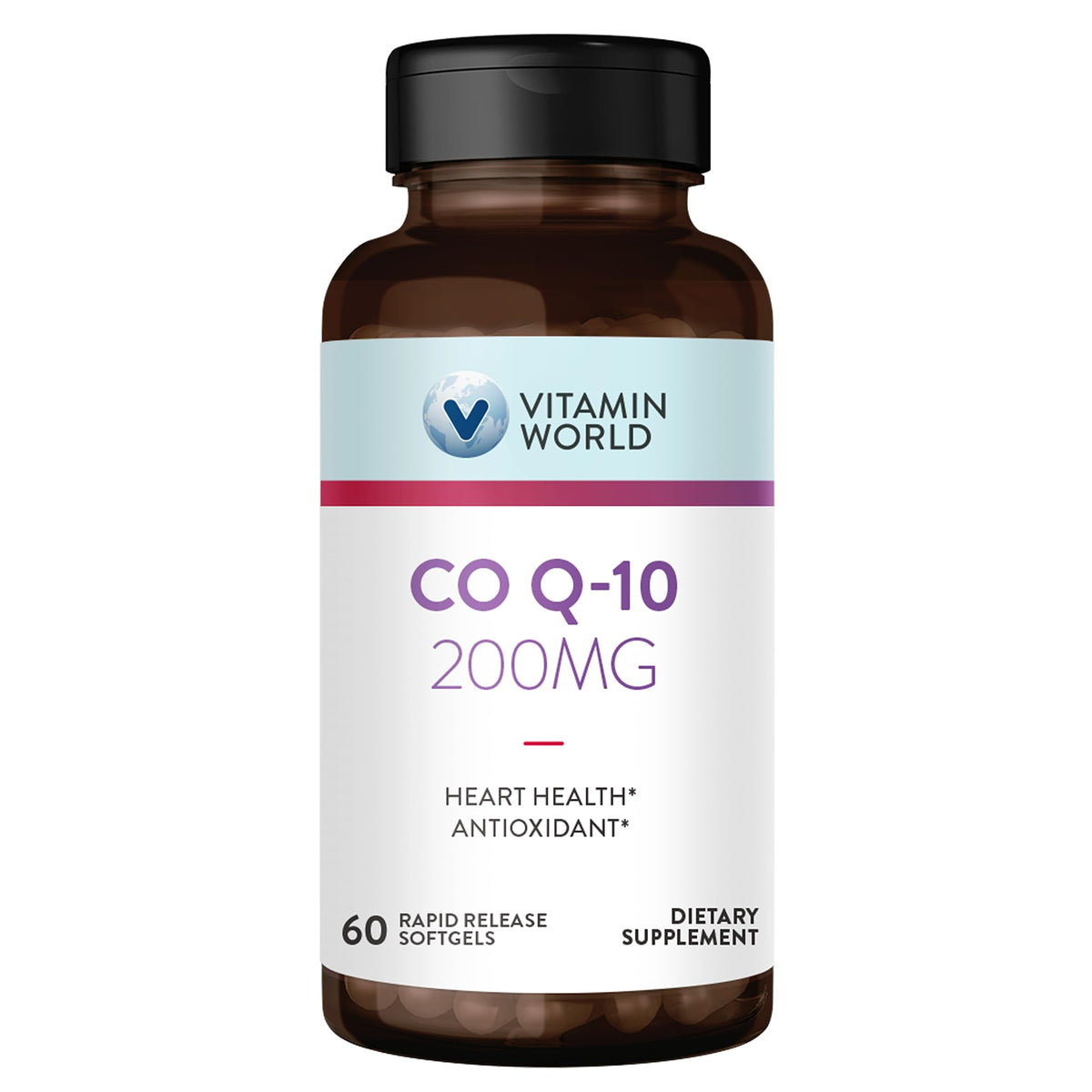 Bottle of Vitamin World CoQ10 200 mg softgels