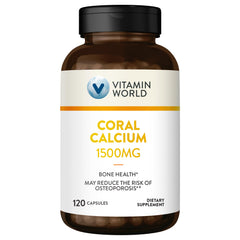 Vitamin World Coral Calcium 1500 mg bottle with 120 rapid-release gluten-free capsules - image 1