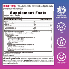 Label highlighting EPA & DHA and gluten-free formula