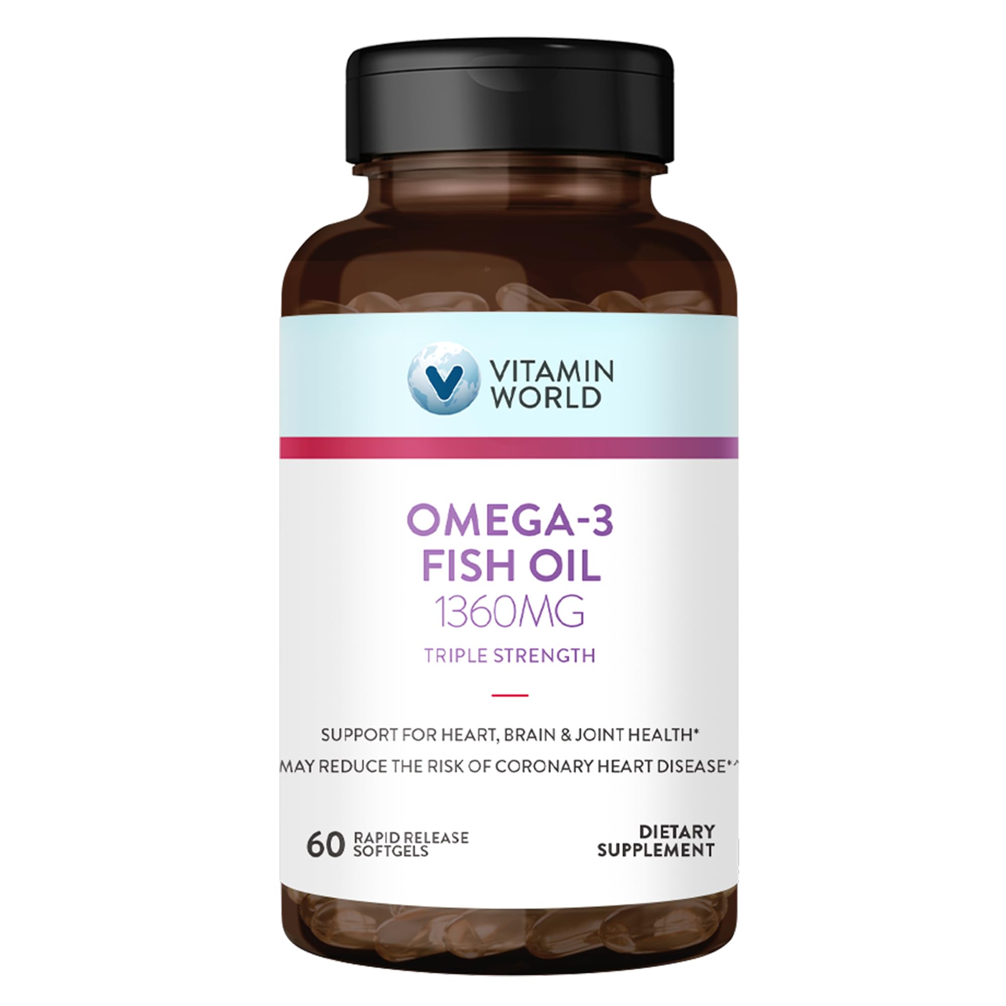 Vitamin World Omega-3 fish oil 1360 mg 60 softgels main image
