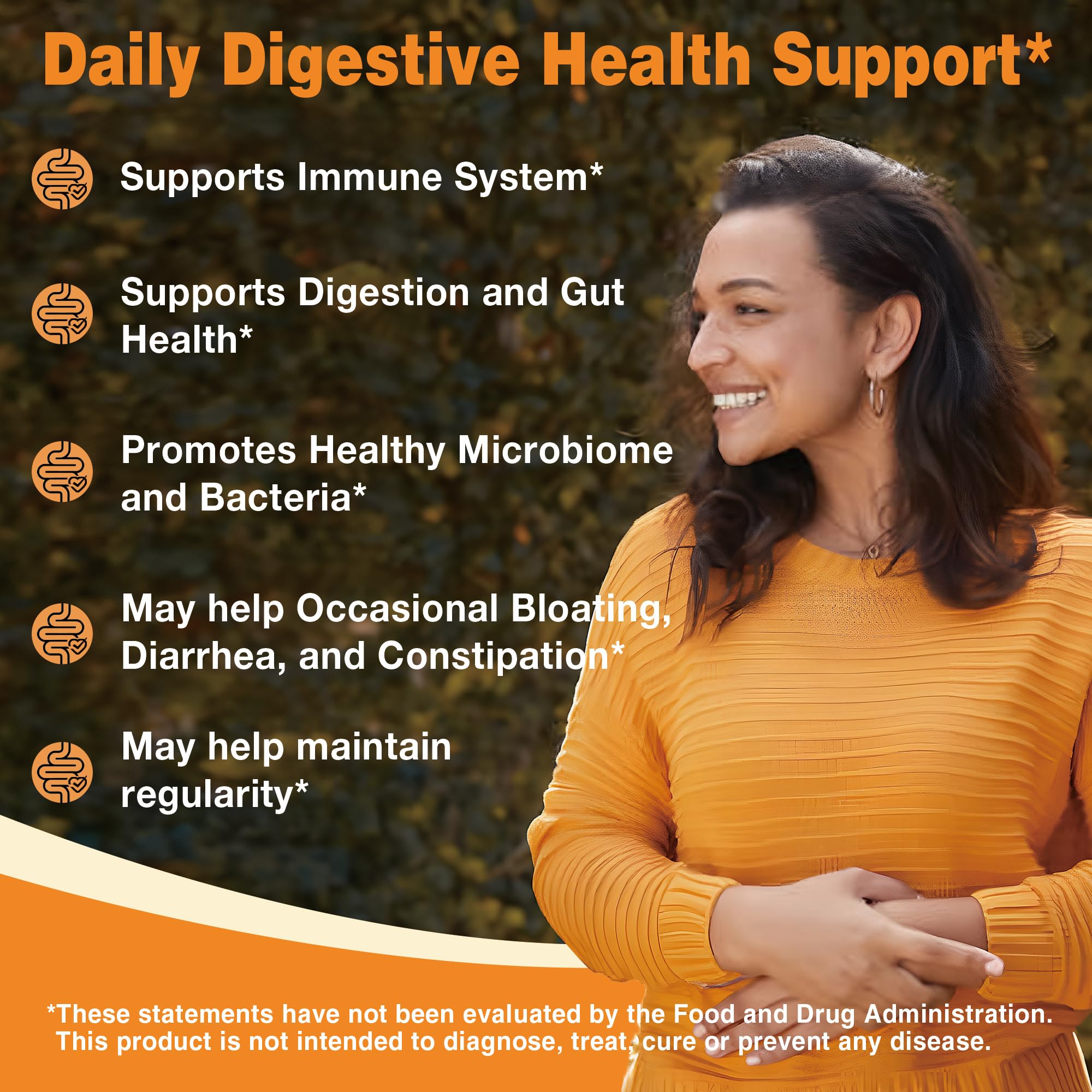 Graphic of gut microbiome illustrating probiotic support for digestion