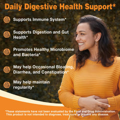Graphic of gut microbiome illustrating probiotic support for digestion