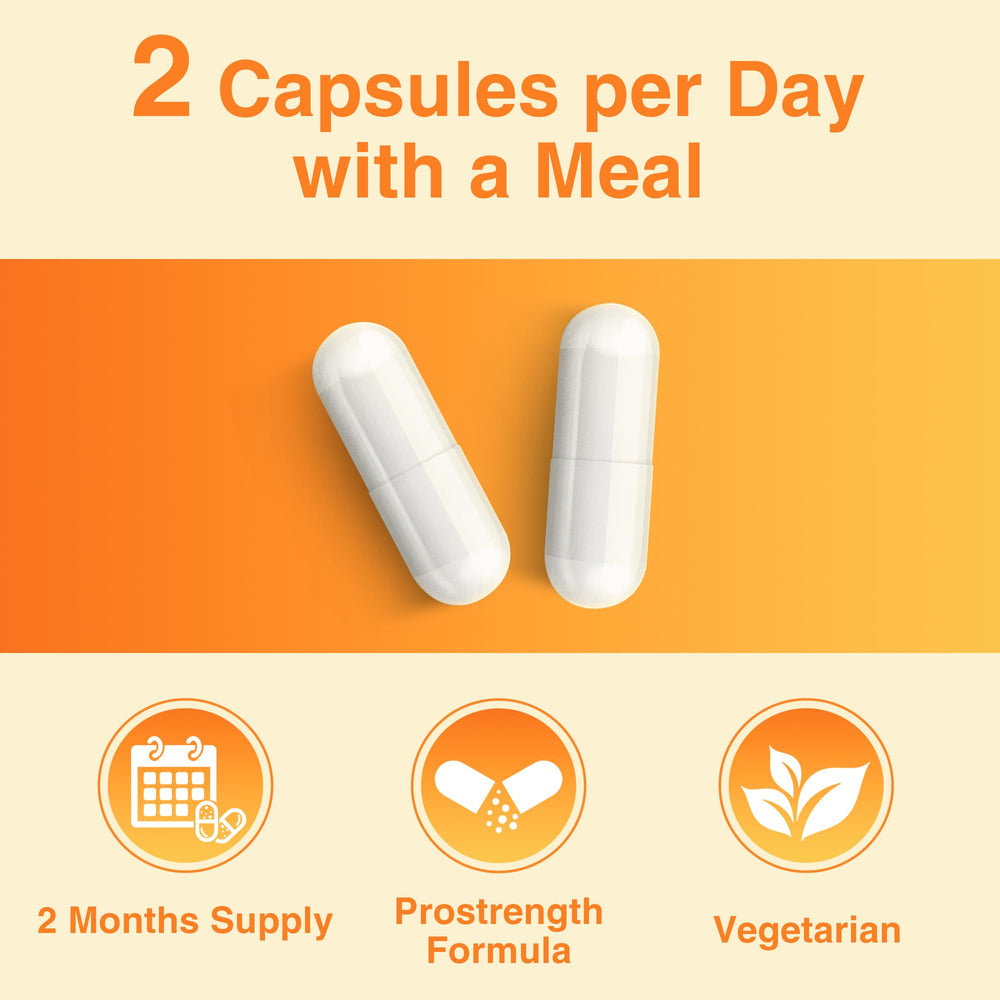Packaging indicating a 60-day supply of probiotic capsules