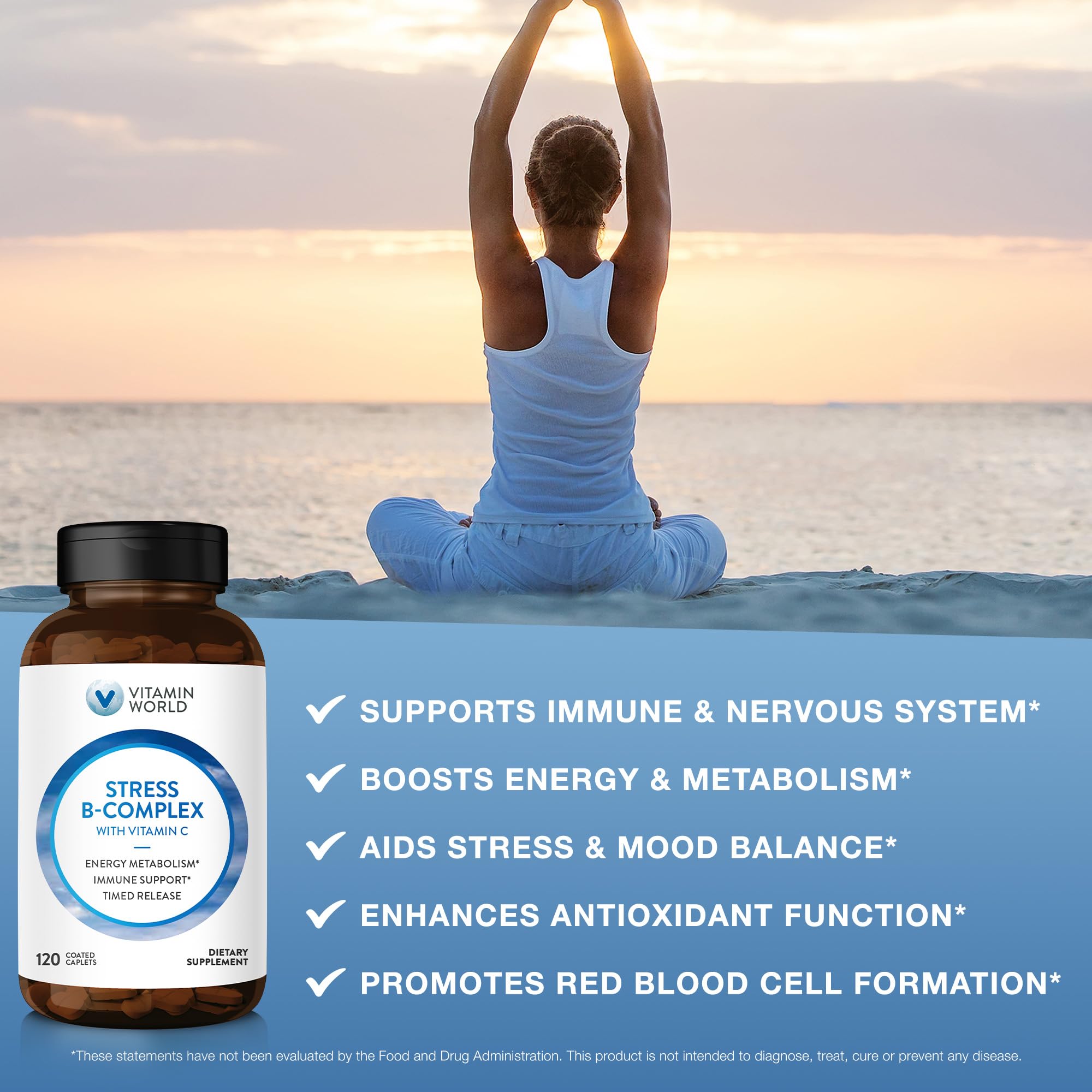 Non-GMO Vitamin World Stress B-Complex with no artificial additives