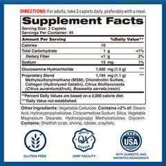 Nutritional information label on the back of the Joint Mover bottle