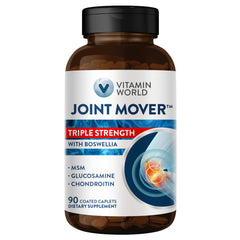 Bottle front of Vitamin World Triple Strength Joint Mover 90 Caplets