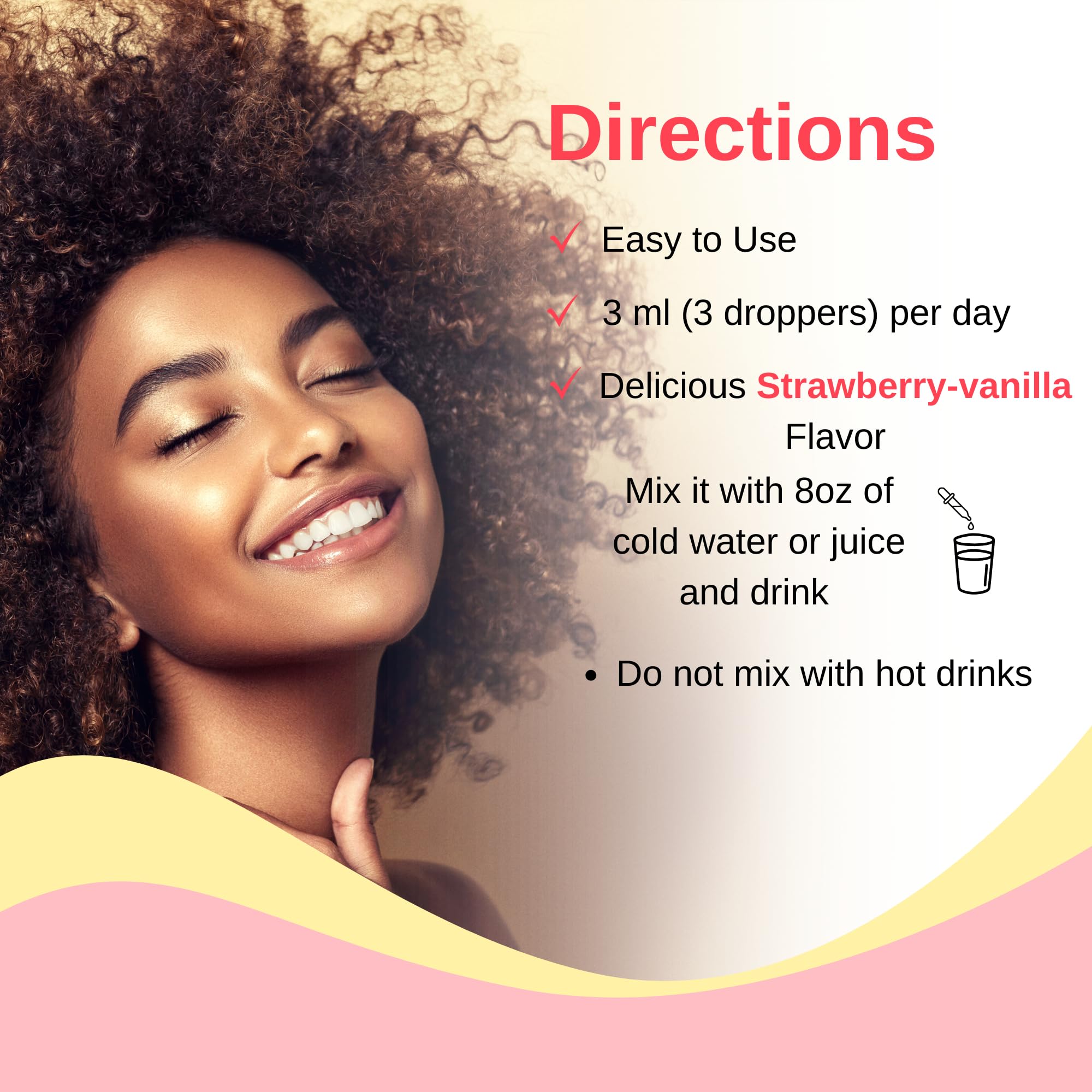 Illustration showing healthy hair, skin and nails