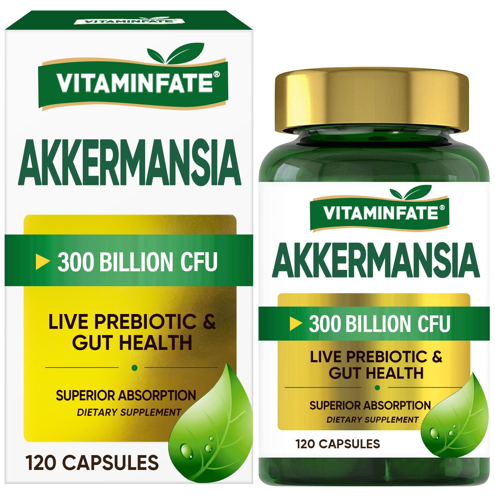 VITAMINFATE GLP-1 probiotic bottle with Akkermansia (300B AFU) – 120 capsules