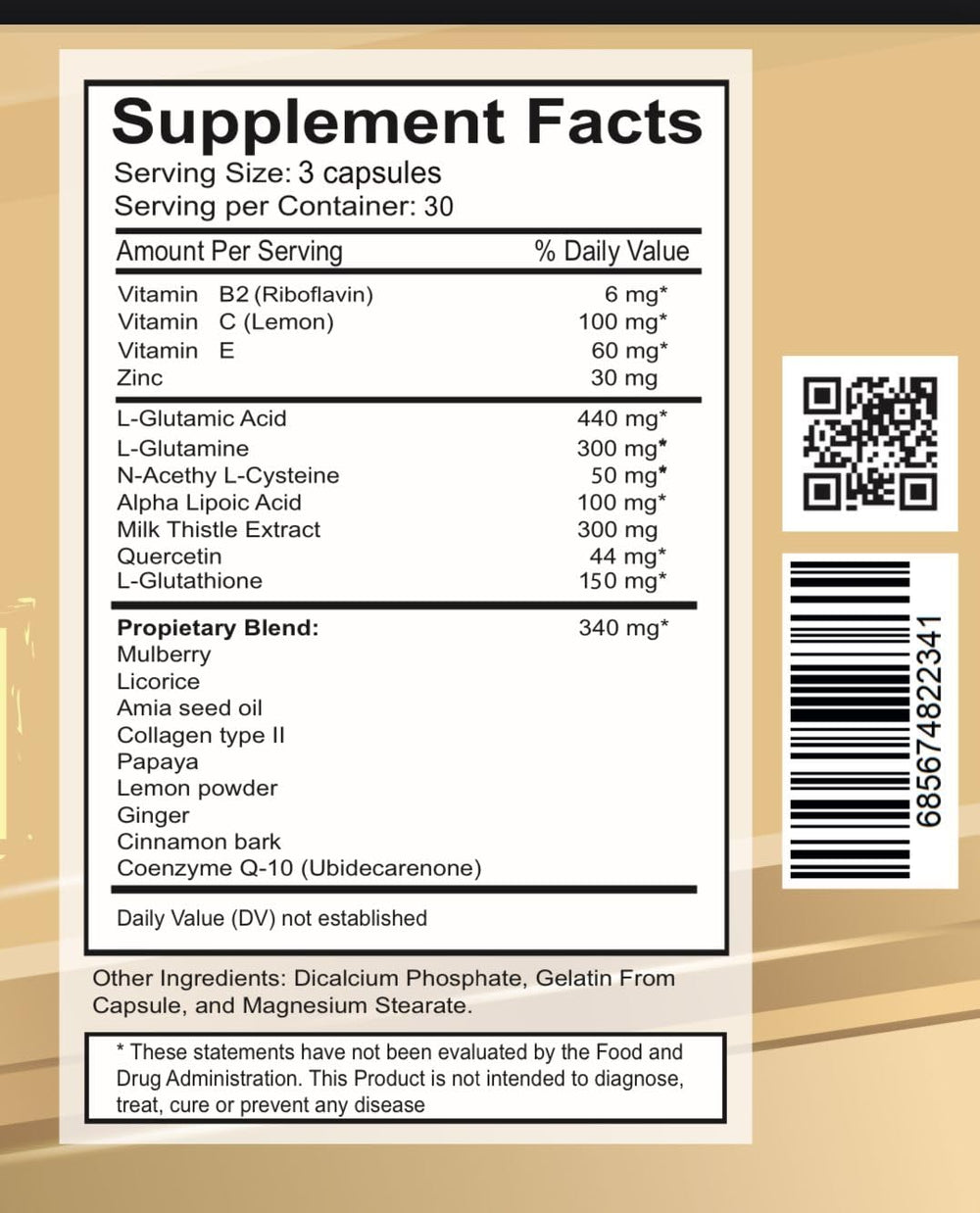 Front view of VITAMISAN Glutathione Liposomal bottle with NAC and Milk Thistle