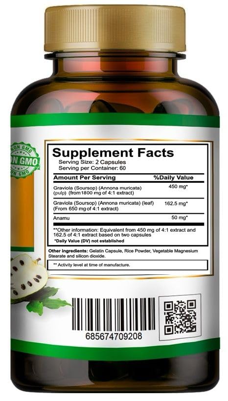 Graviola soursop fruit and leaves