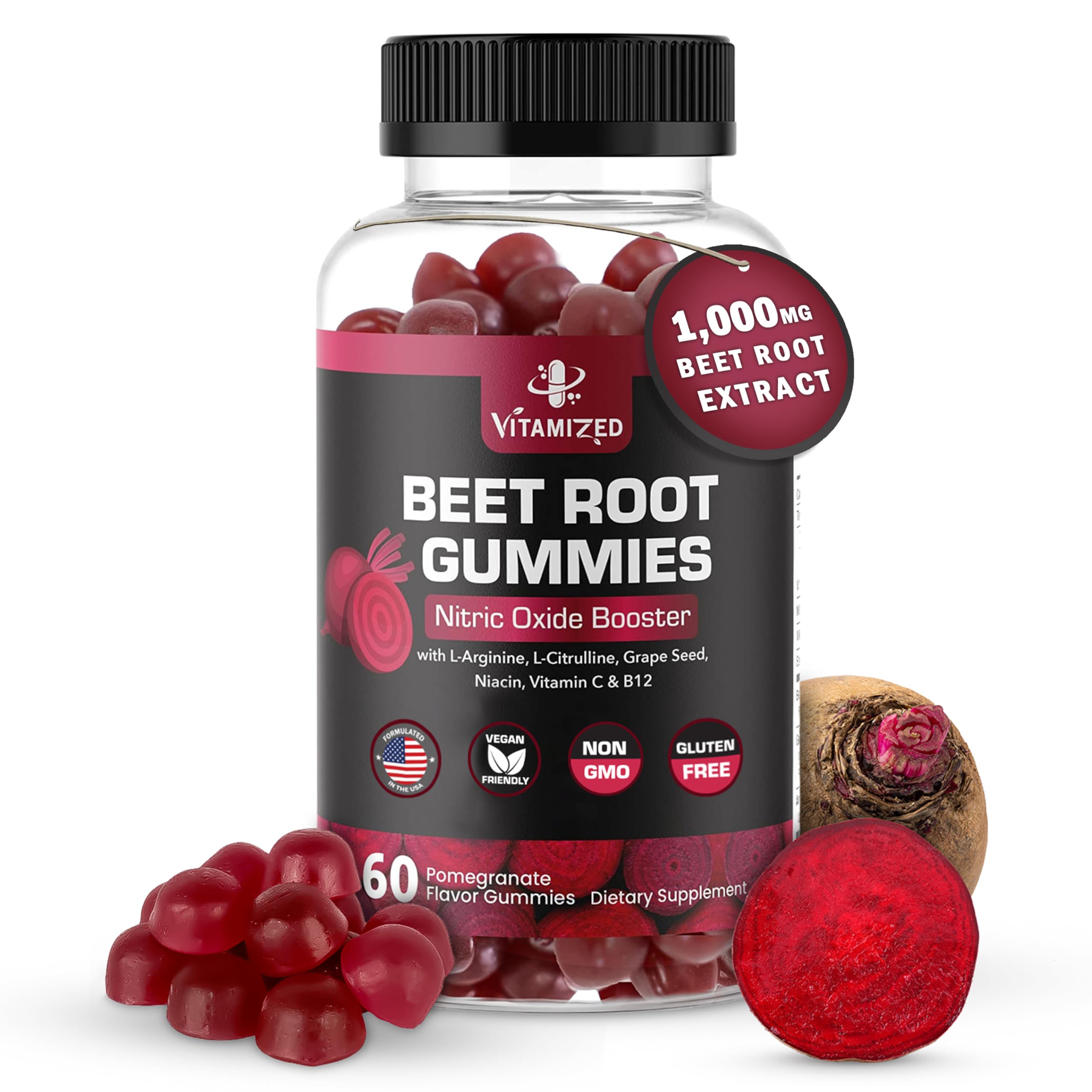 VITAMIZED Beet Root Gummies bottle with 60 chewables