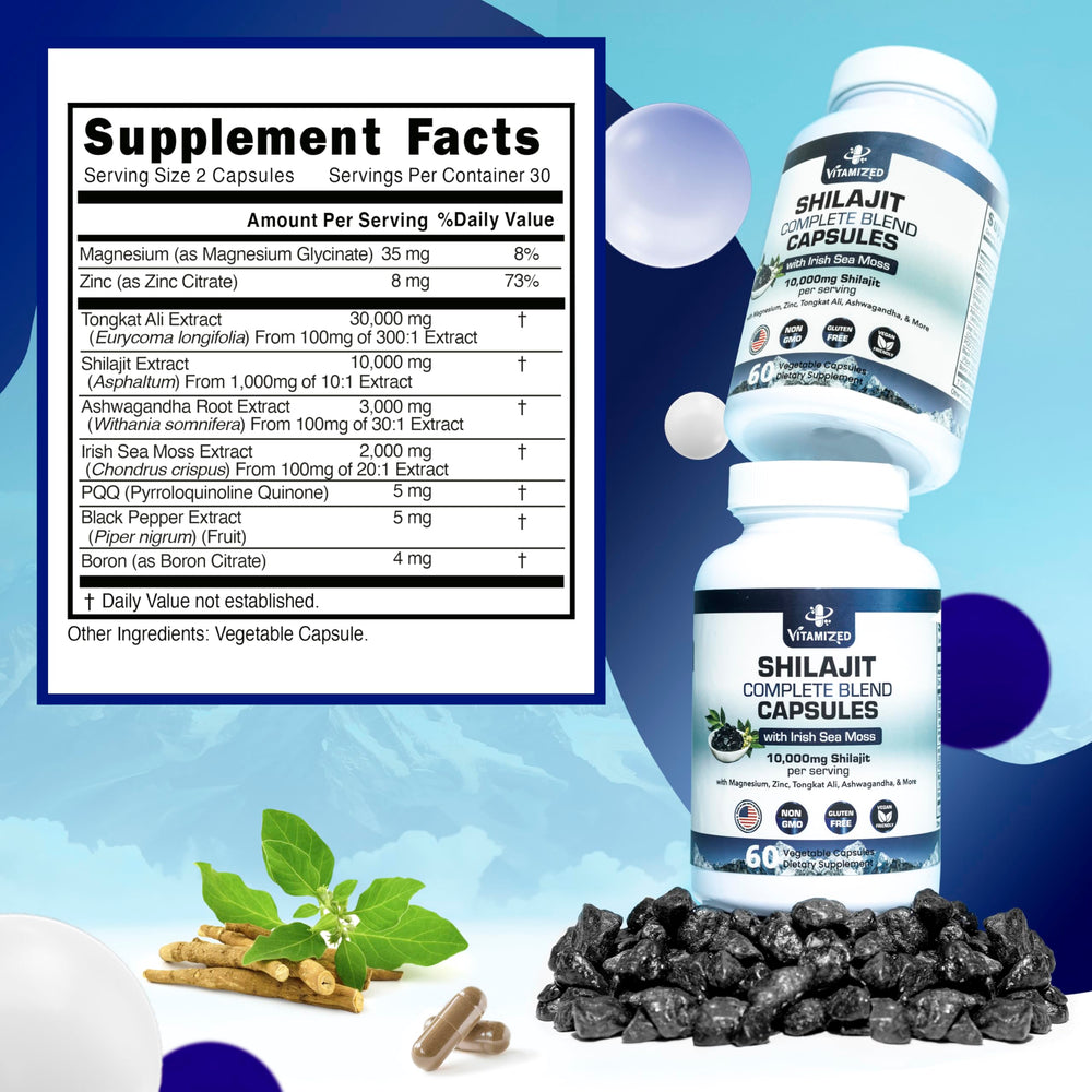 Close-up of Shilajit capsules in bottle