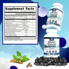 Close-up of Shilajit capsules in bottle