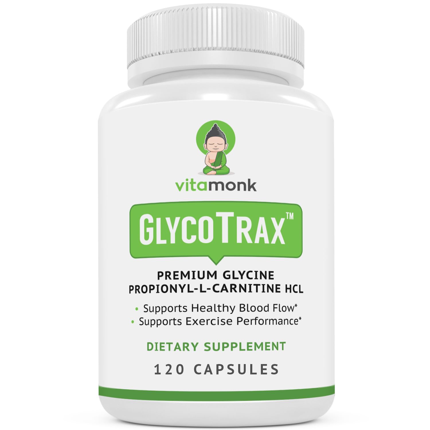 Front view of VitaMonk GlycoTrax GPLC bottle with label