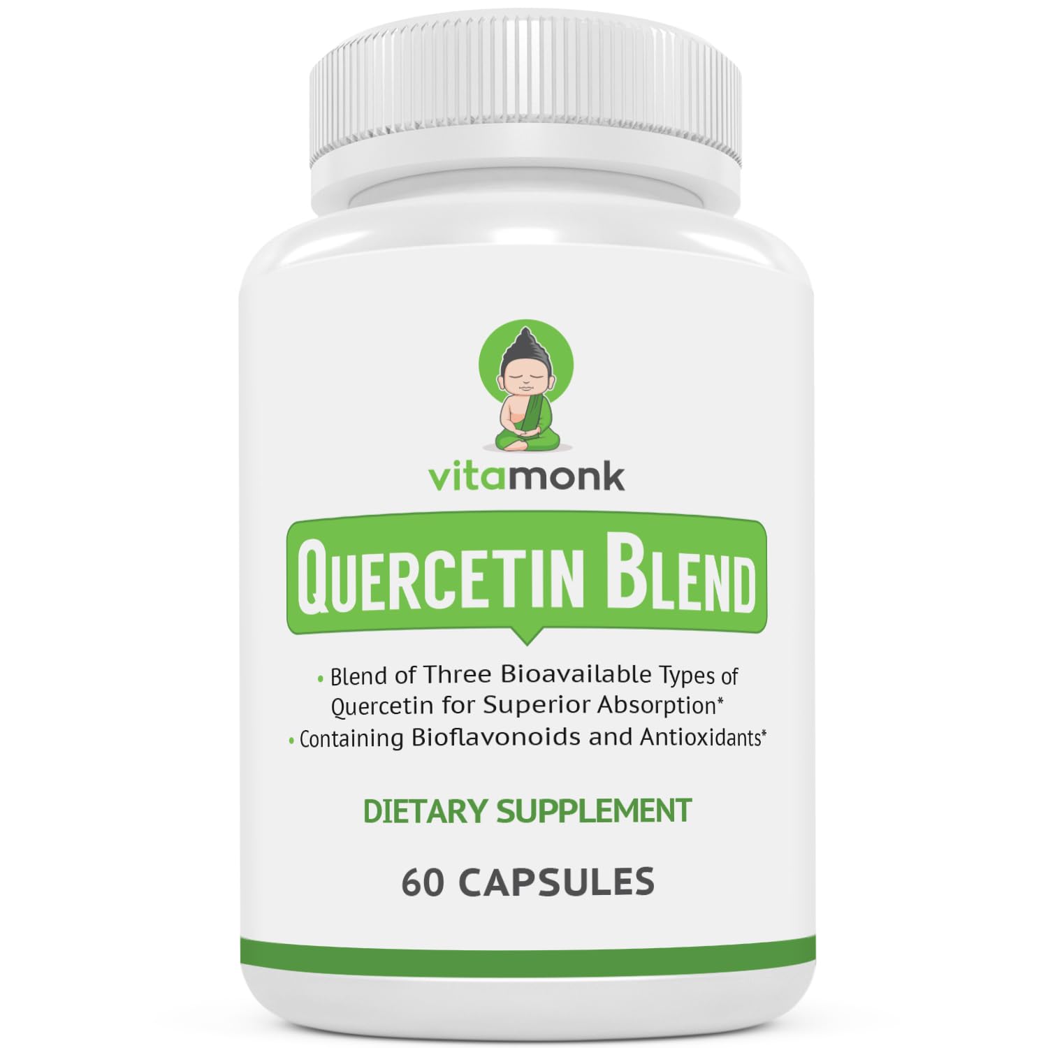 VitaMonk Quercetin Complex bottle showing three bioactive forms