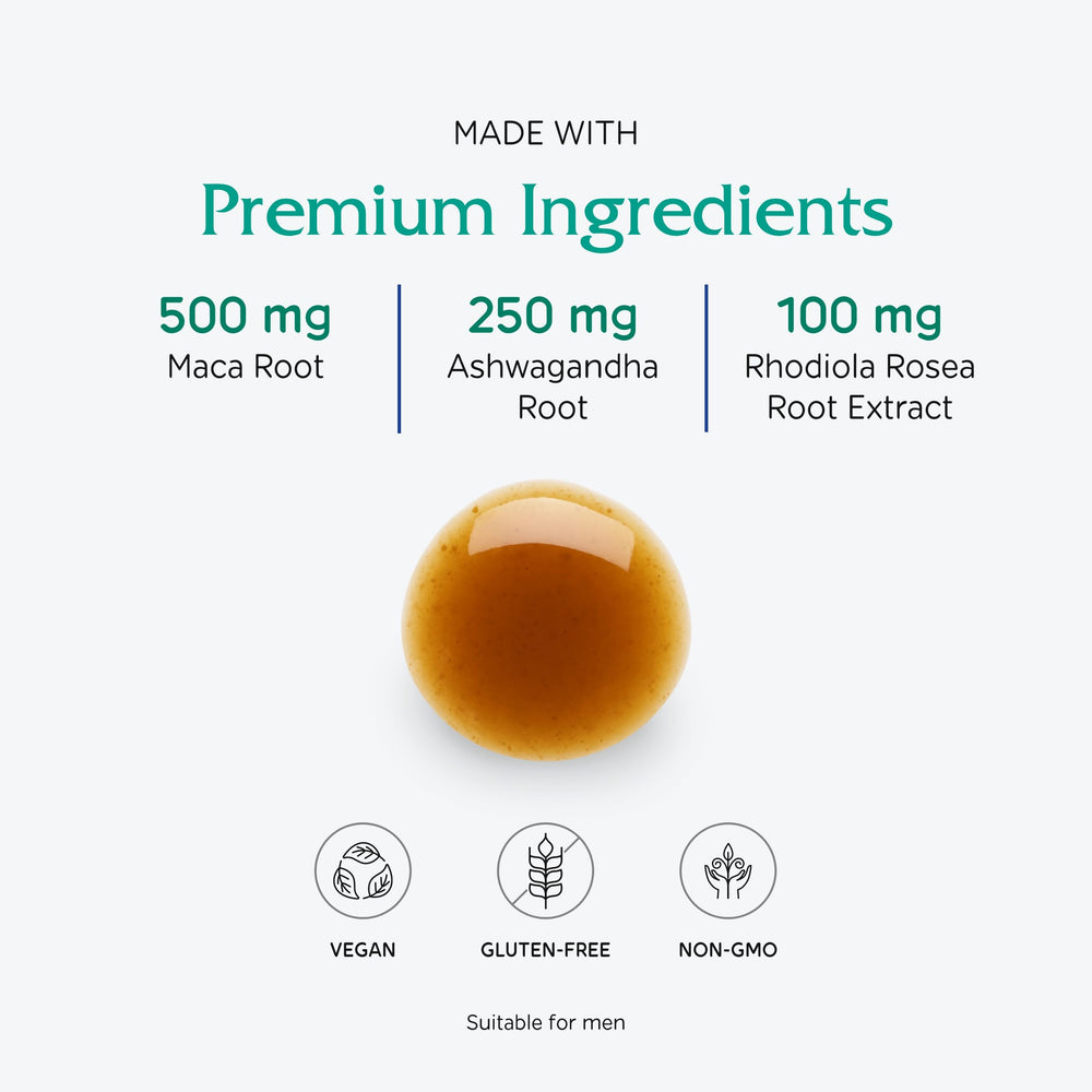 Formulation showing maca, ashwagandha, and rhodiola in Vitanica Adrenal Tonic