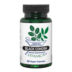 Vitanica Black Cohosh Cimicifuga Extract Plus bottle front view with capsules