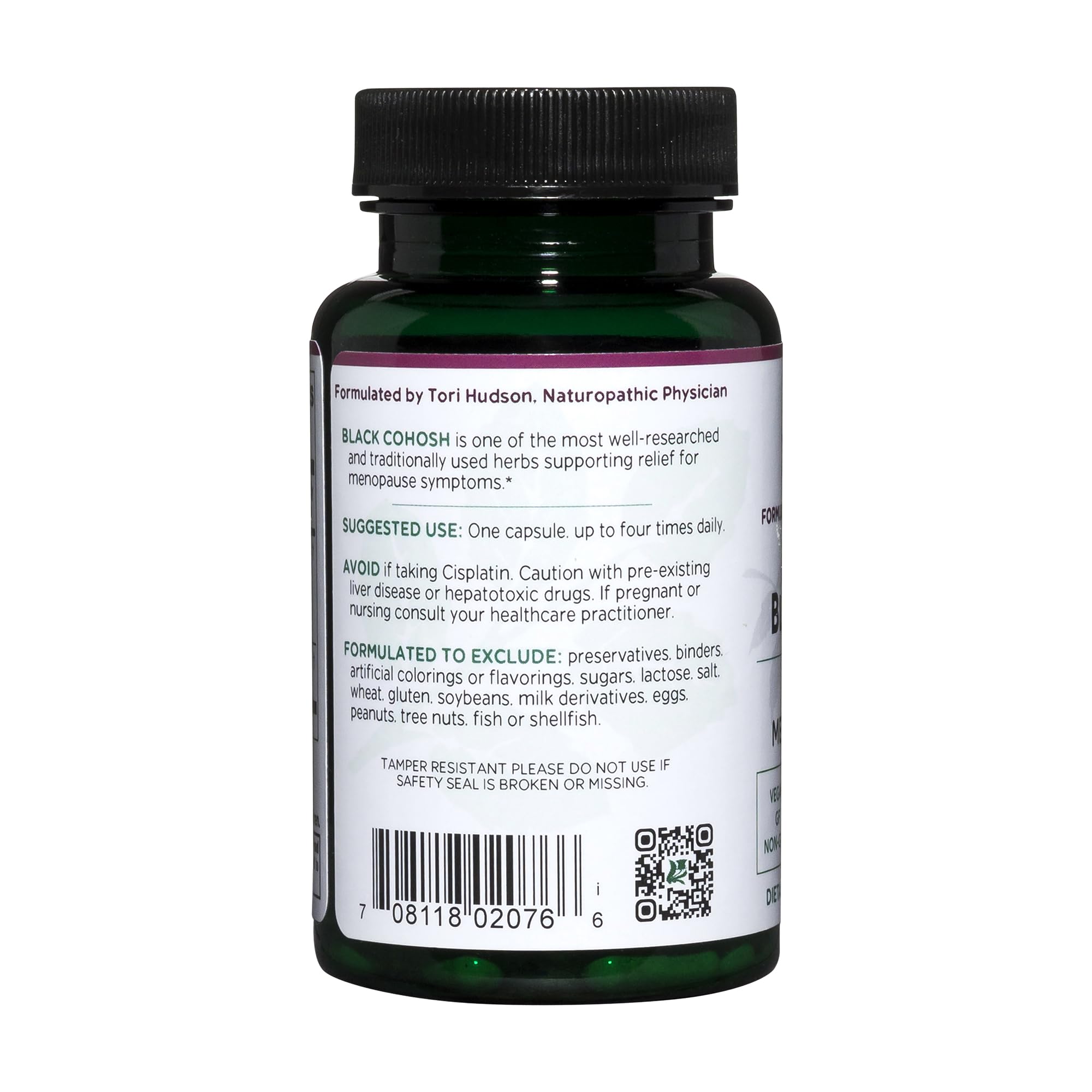 Capsules showing 40 mg standardized Black Cohosh extract per capsule