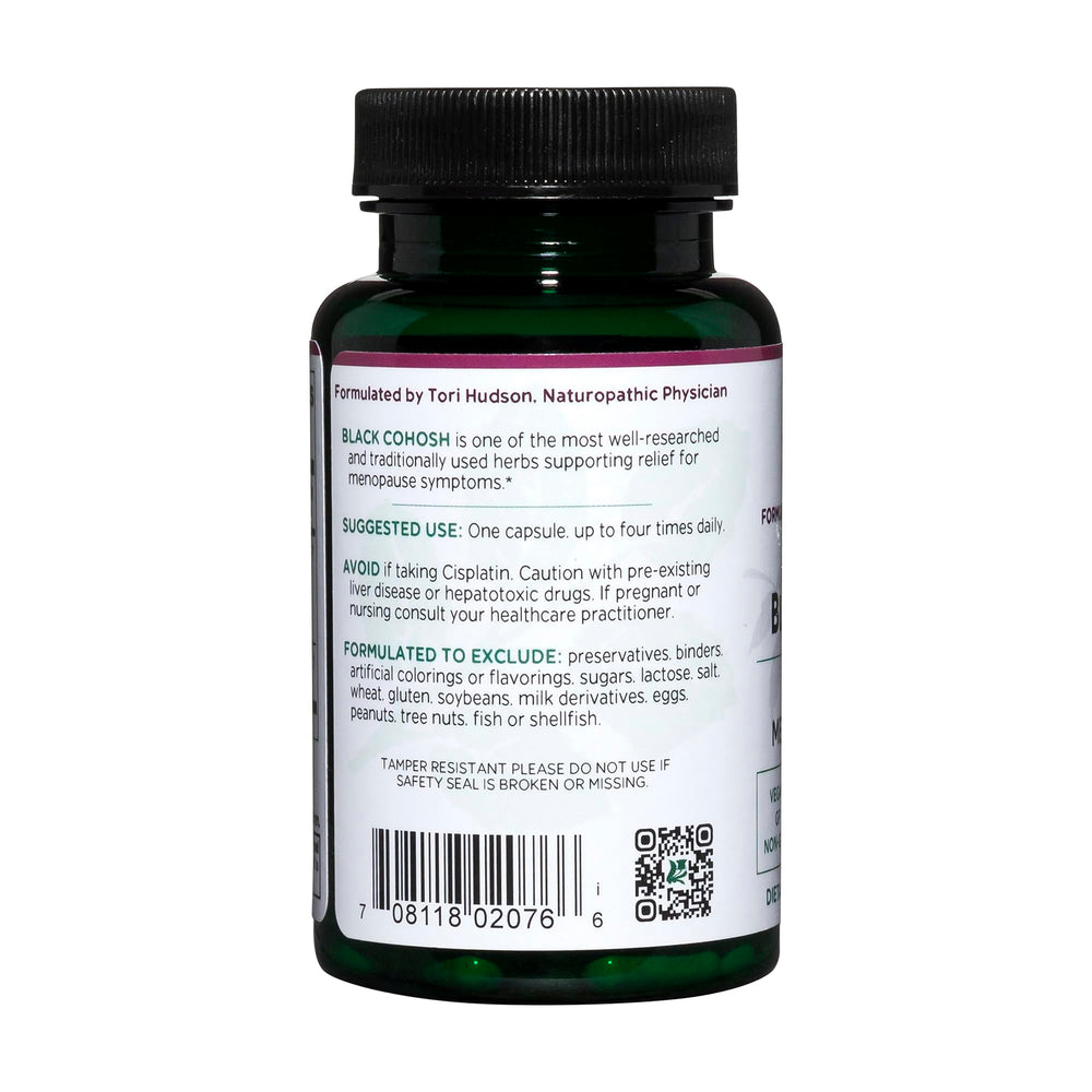 Capsules showing 40 mg standardized Black Cohosh extract per capsule