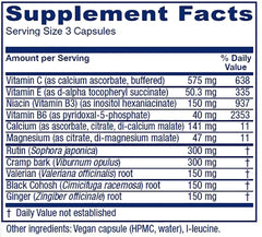 Cramp Relax ingredients: Black Haw, Valerian, Black Cohosh, Ginger