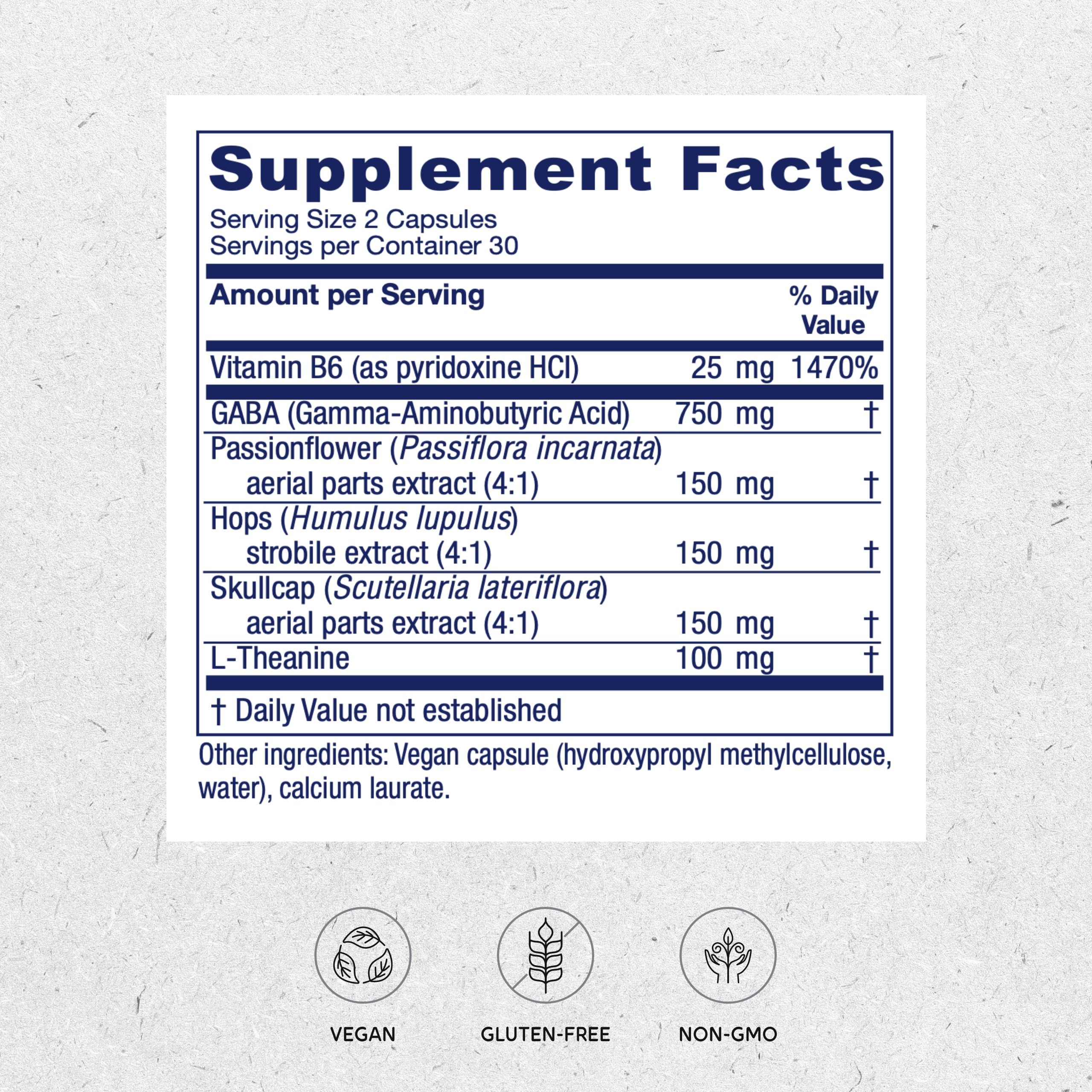 GABA Ease vegan capsules and bottle