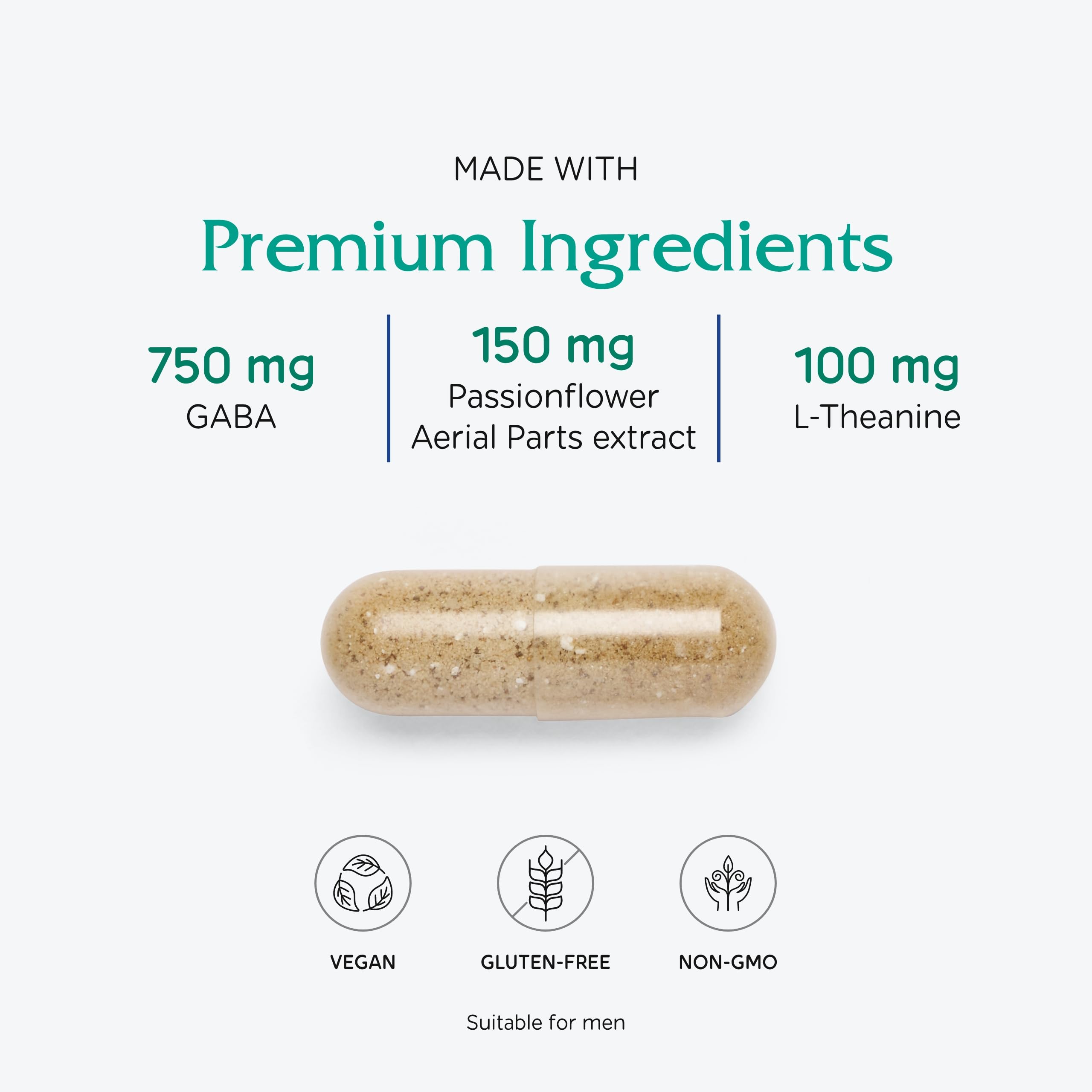 GABA, B6 and L-Theanine calming support ingredients visual