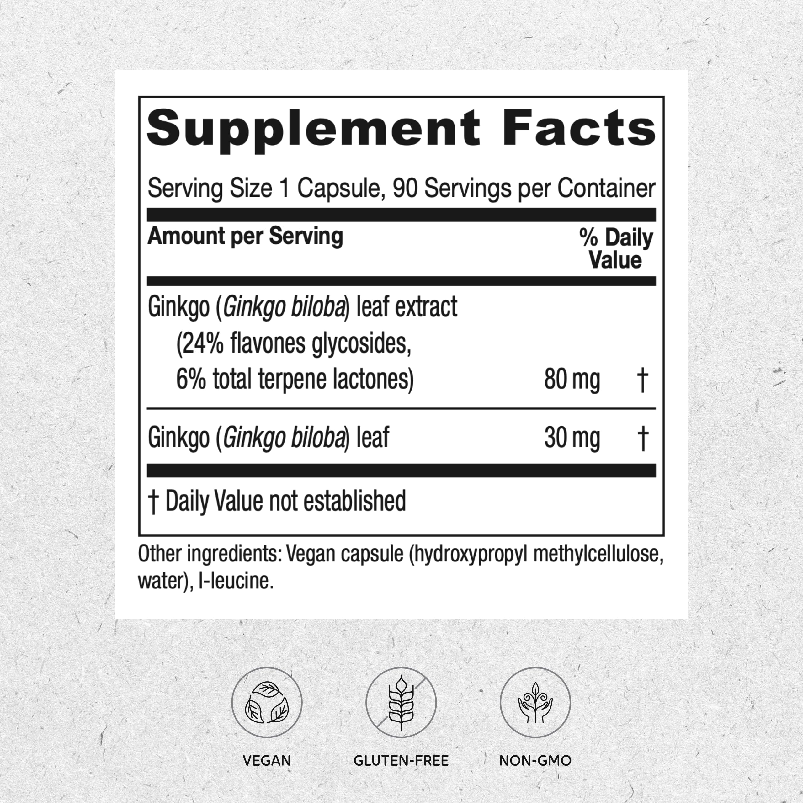 Vitanica Ginkgo capsules arranged in a row
