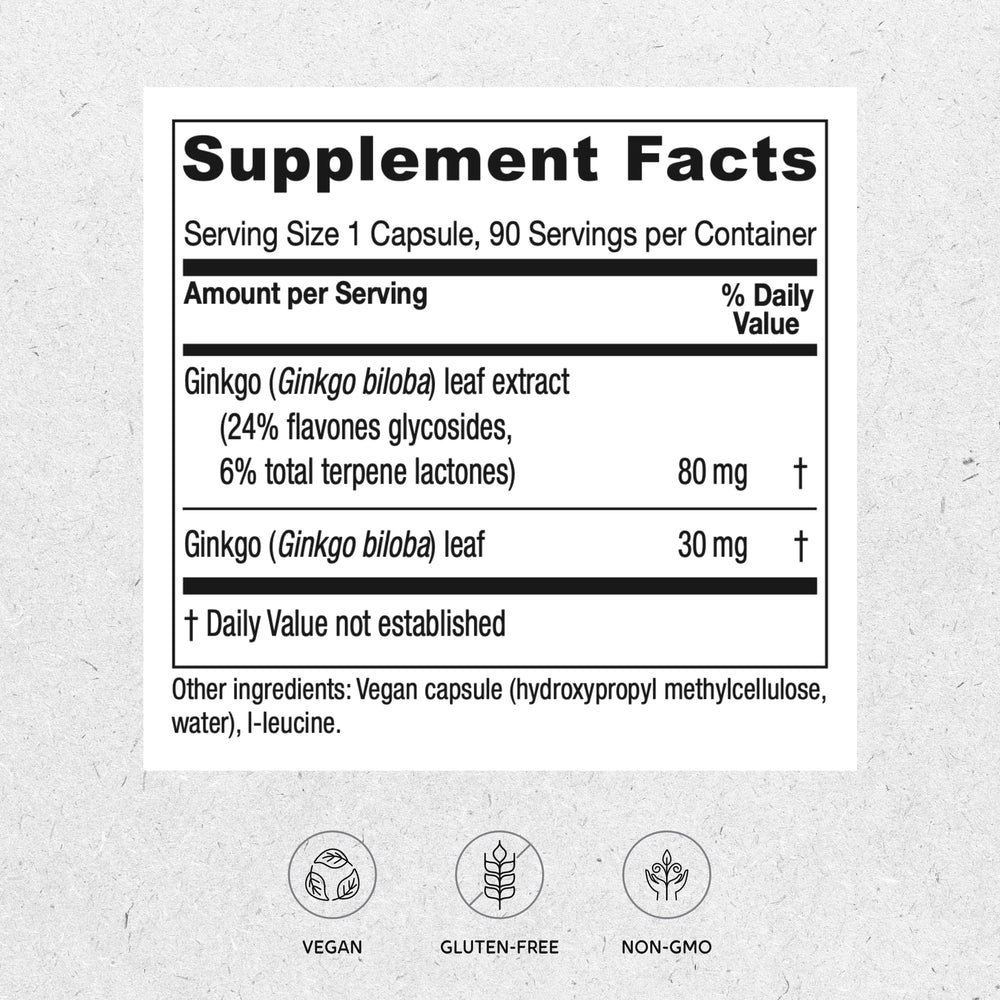 Vitanica Ginkgo capsules arranged in a row