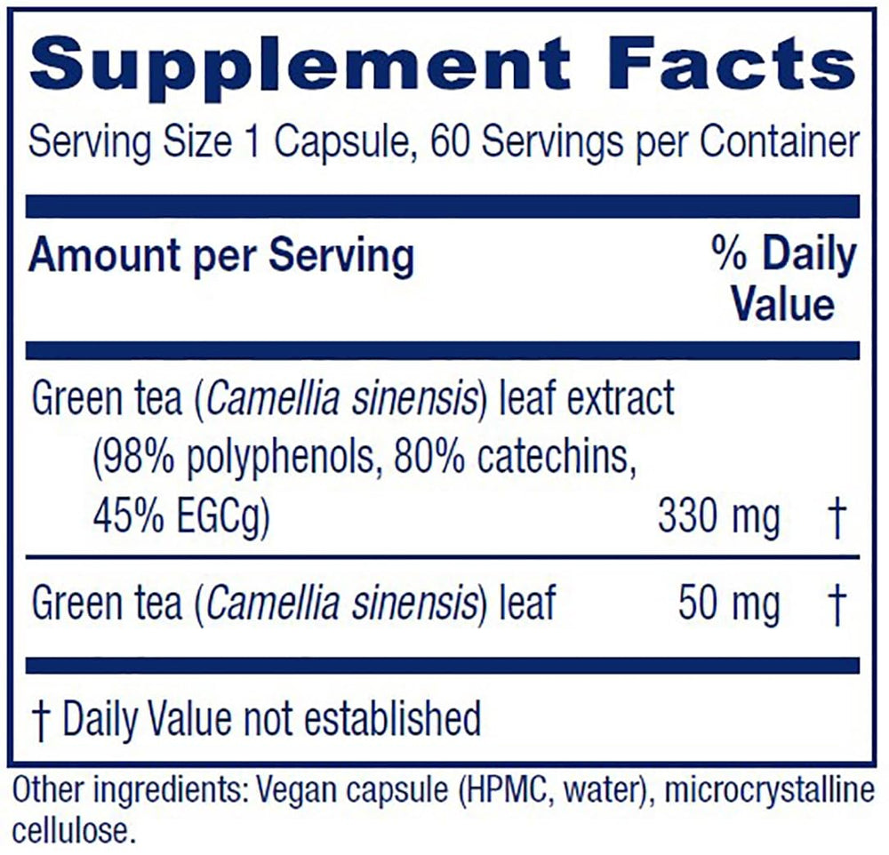 Close-up of green tea polyphenols capsule
