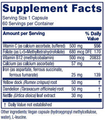 Vitanica Iron Extra bottle back label with supplement facts
