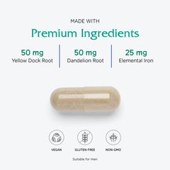 Iron Extra capsule and bottle on a white surface