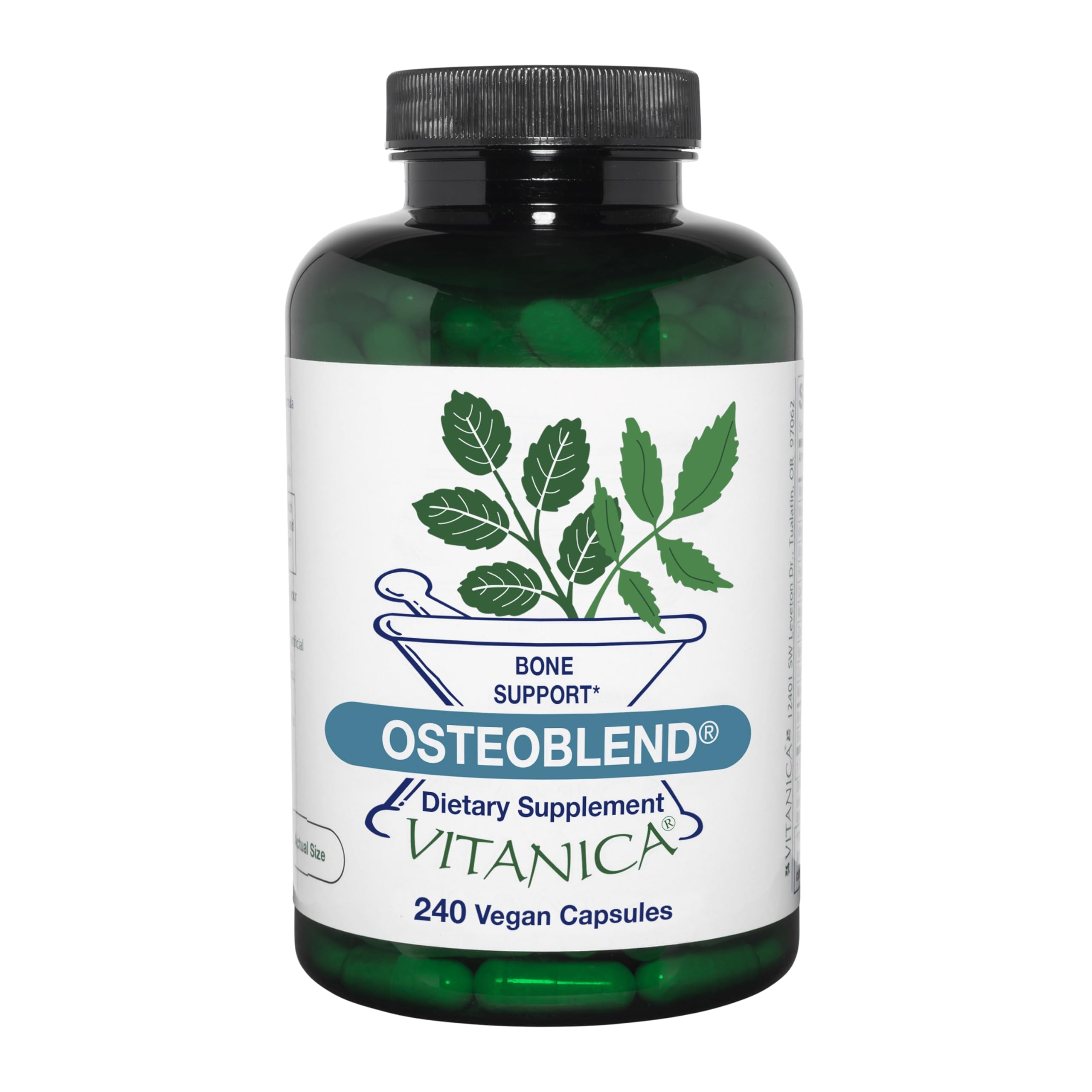 Vitanica OsteoBlend vegan bone support bottle and label