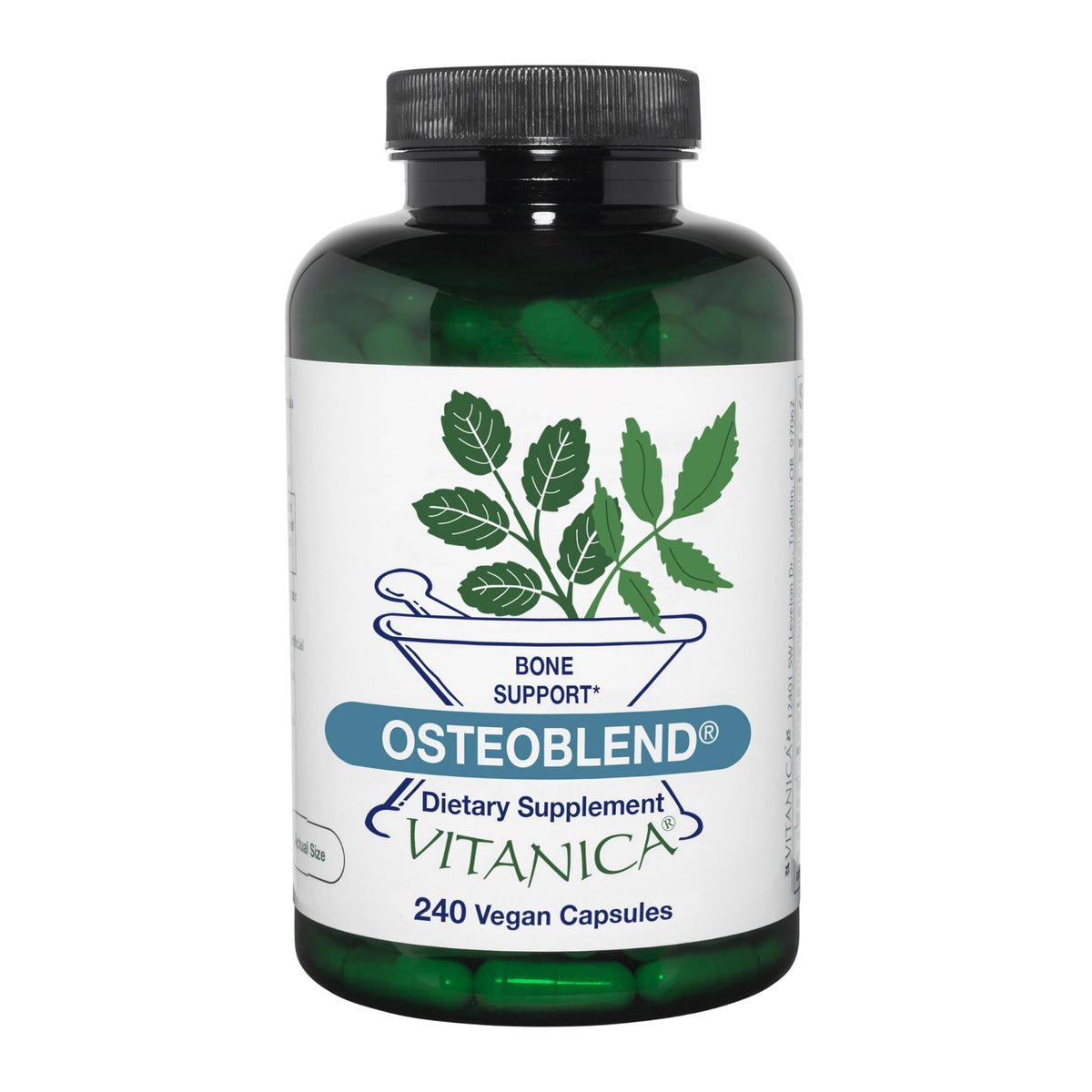 Vitanica OsteoBlend vegan bone support bottle and label