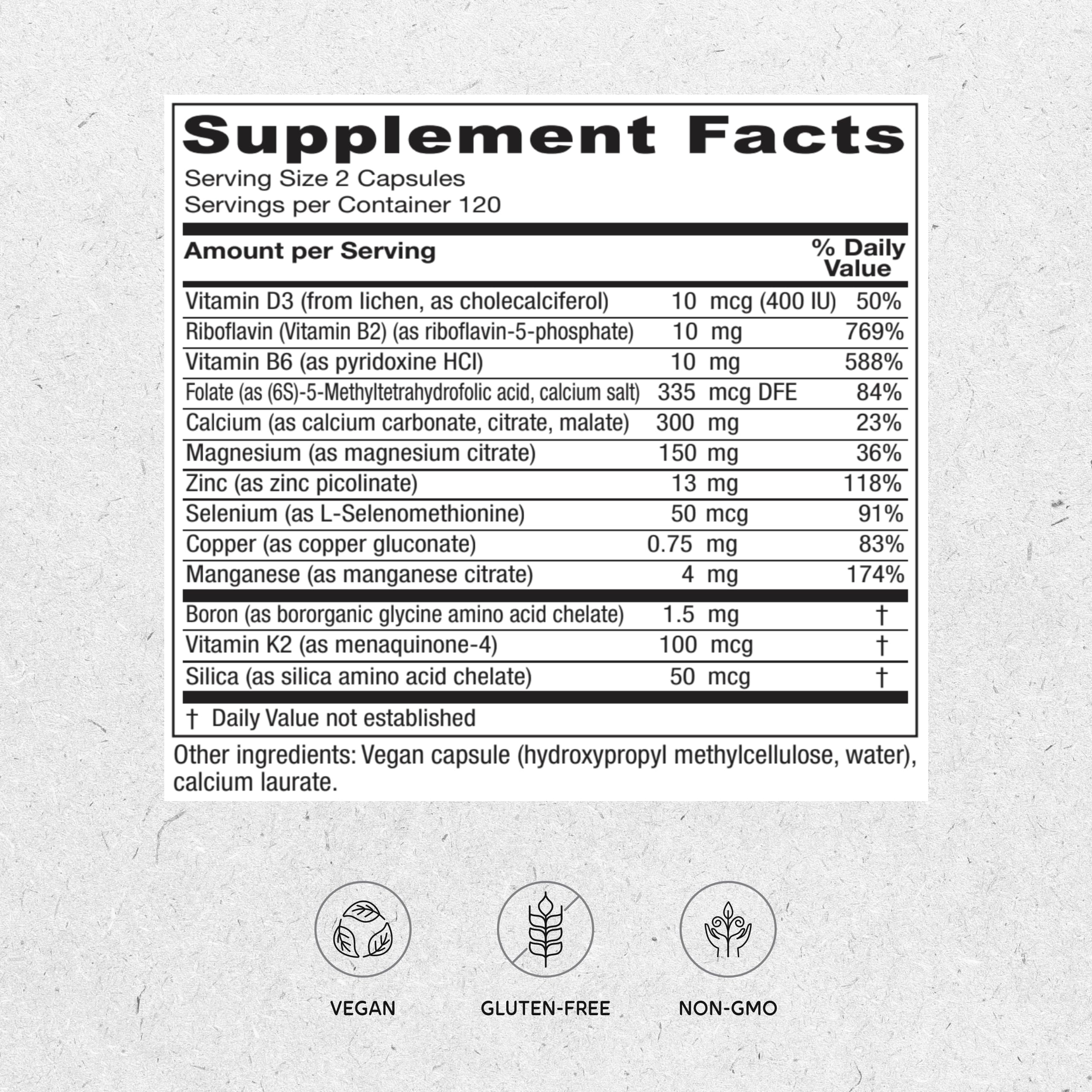 Vitanica OsteoBlend bottle label close-up