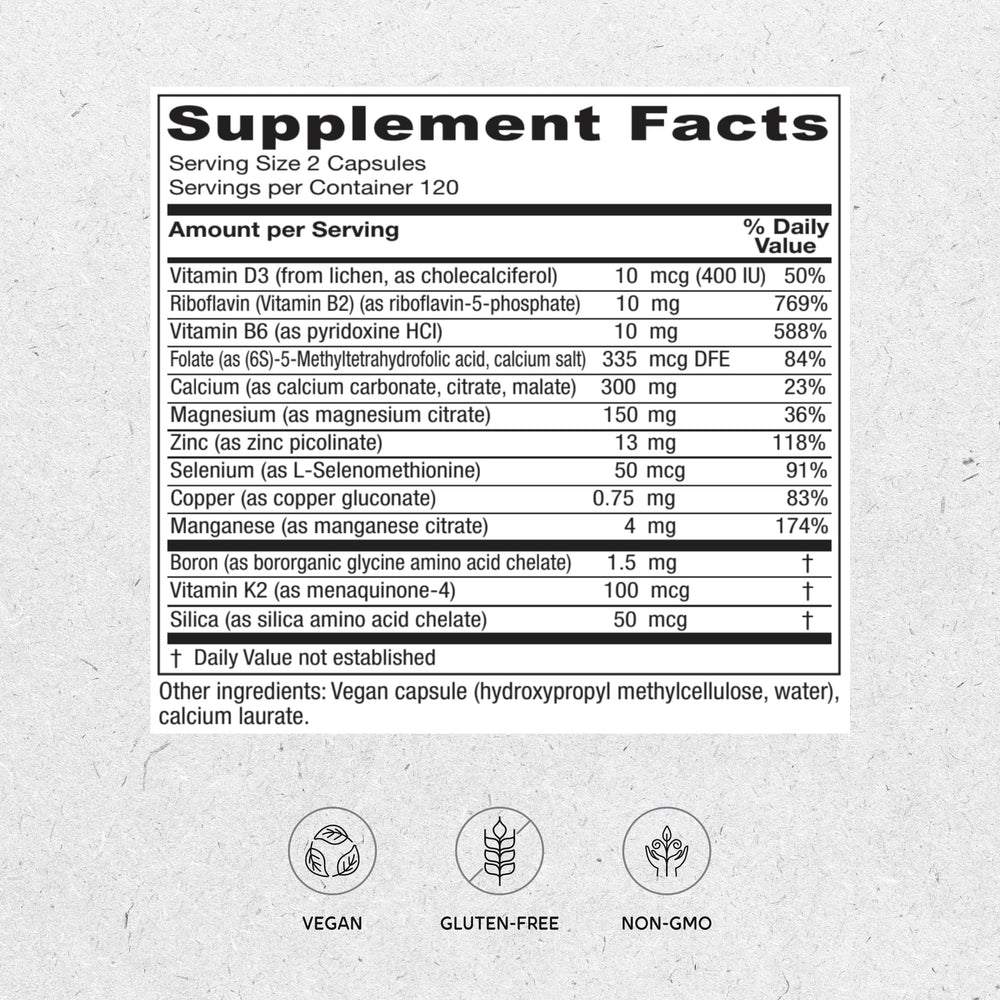 Vitanica OsteoBlend bottle label close-up