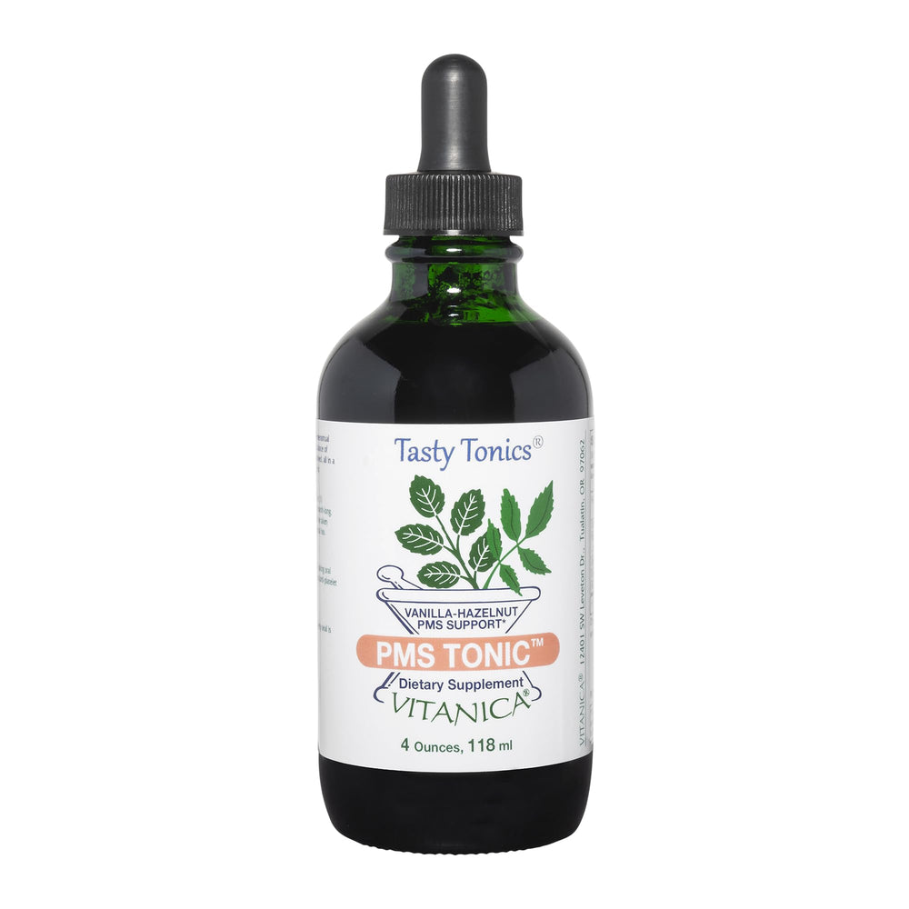 Bottle of Vitanica PMS Tonic with herbal ingredients